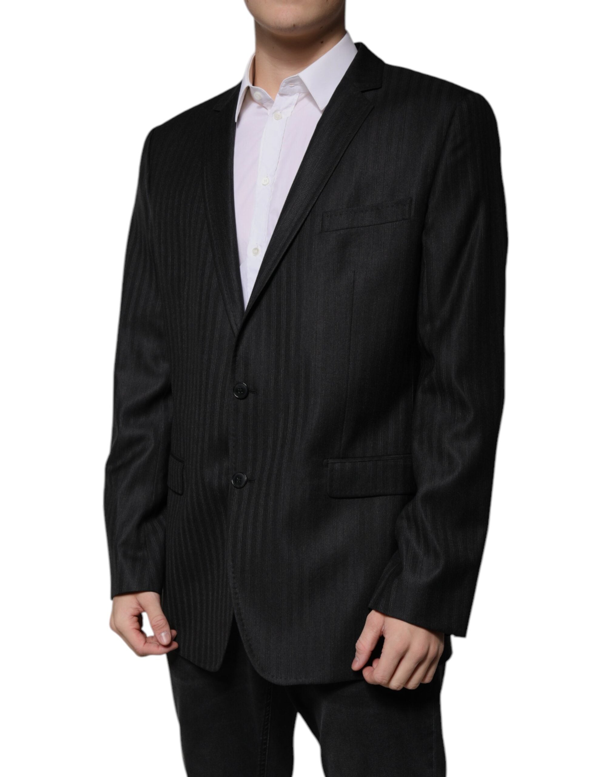 Dolce &amp; Gabbana – Einreihiger Blazer aus Wolle mit schwarzen Streifen