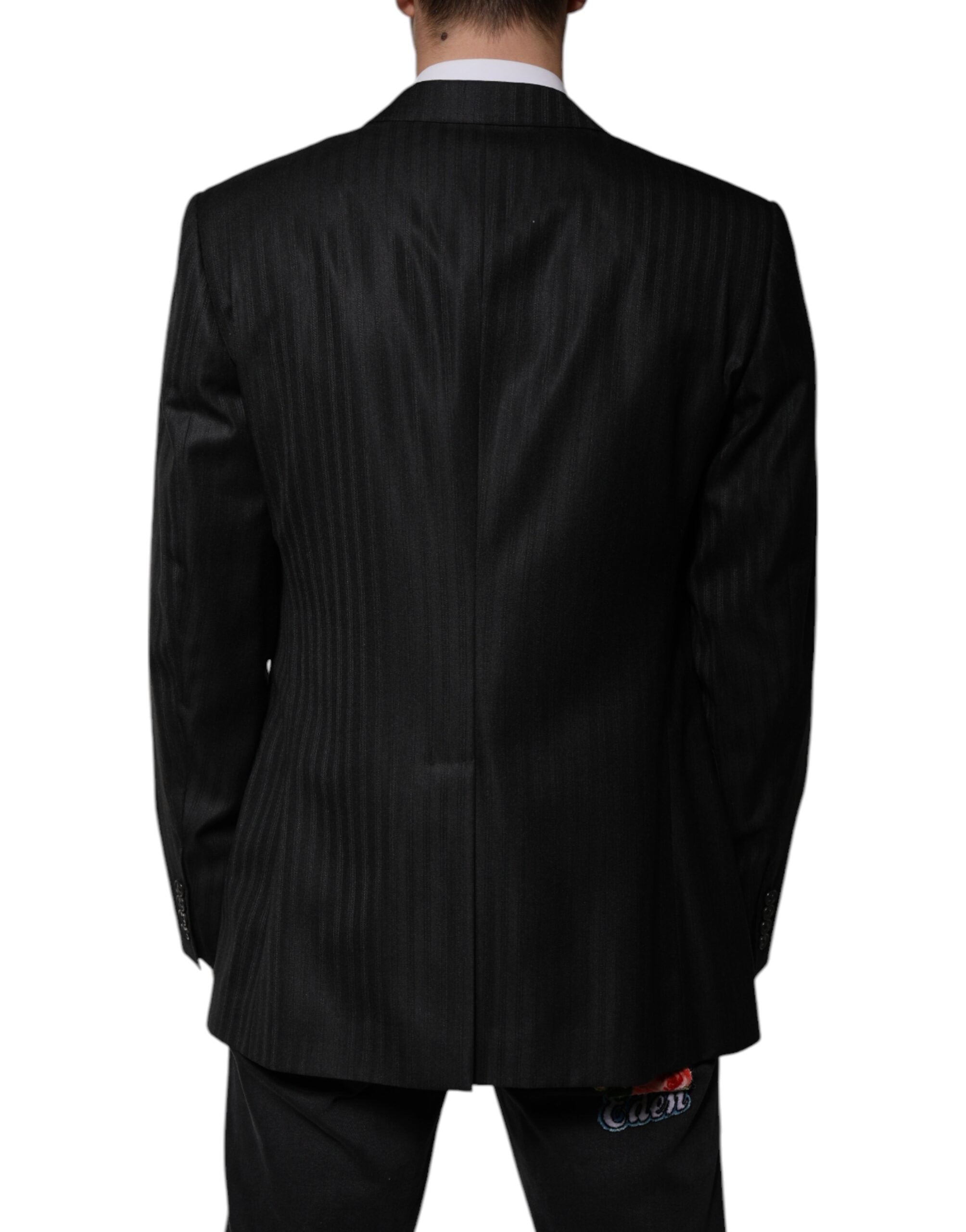 Dolce &amp; Gabbana – Einreihiger Blazer aus Wolle mit schwarzen Streifen
