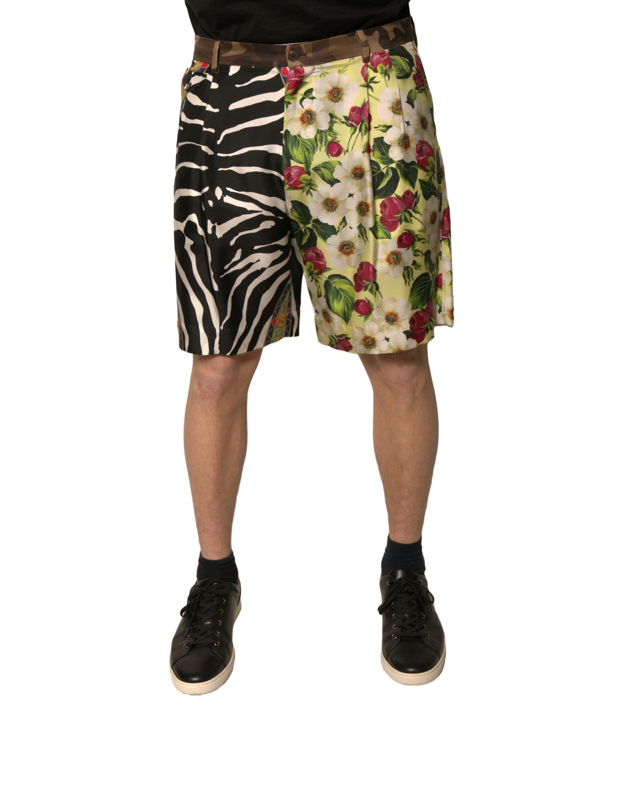Dolce &amp; Gabbana Mehrfarbige Patchwork-Chinoshorts aus Seide für Herren