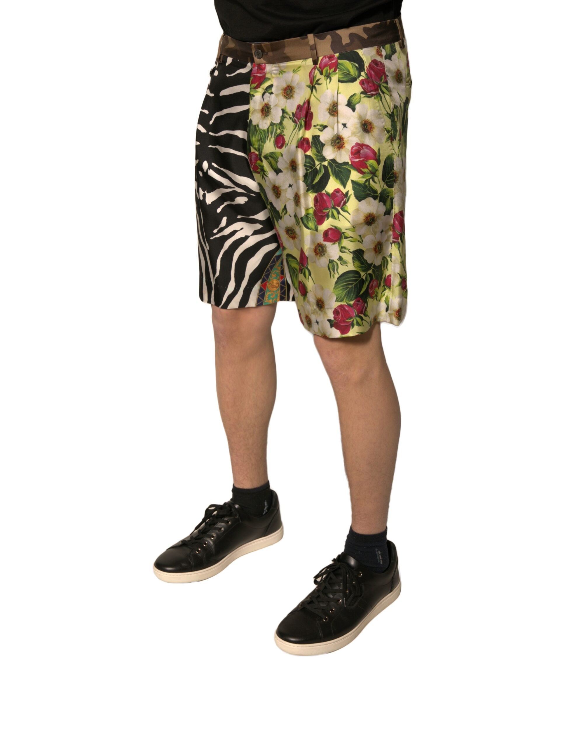 Dolce &amp; Gabbana Mehrfarbige Patchwork-Chinoshorts aus Seide für Herren