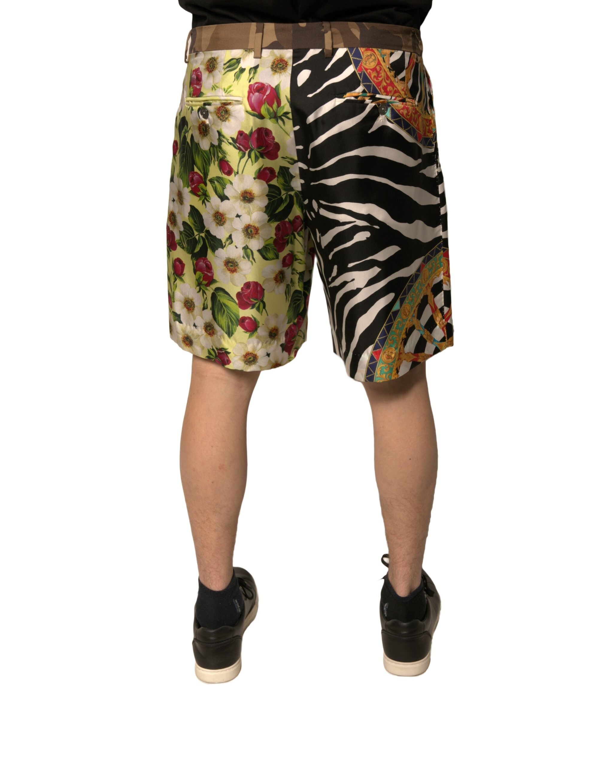 Dolce &amp; Gabbana Mehrfarbige Patchwork-Chinoshorts aus Seide für Herren