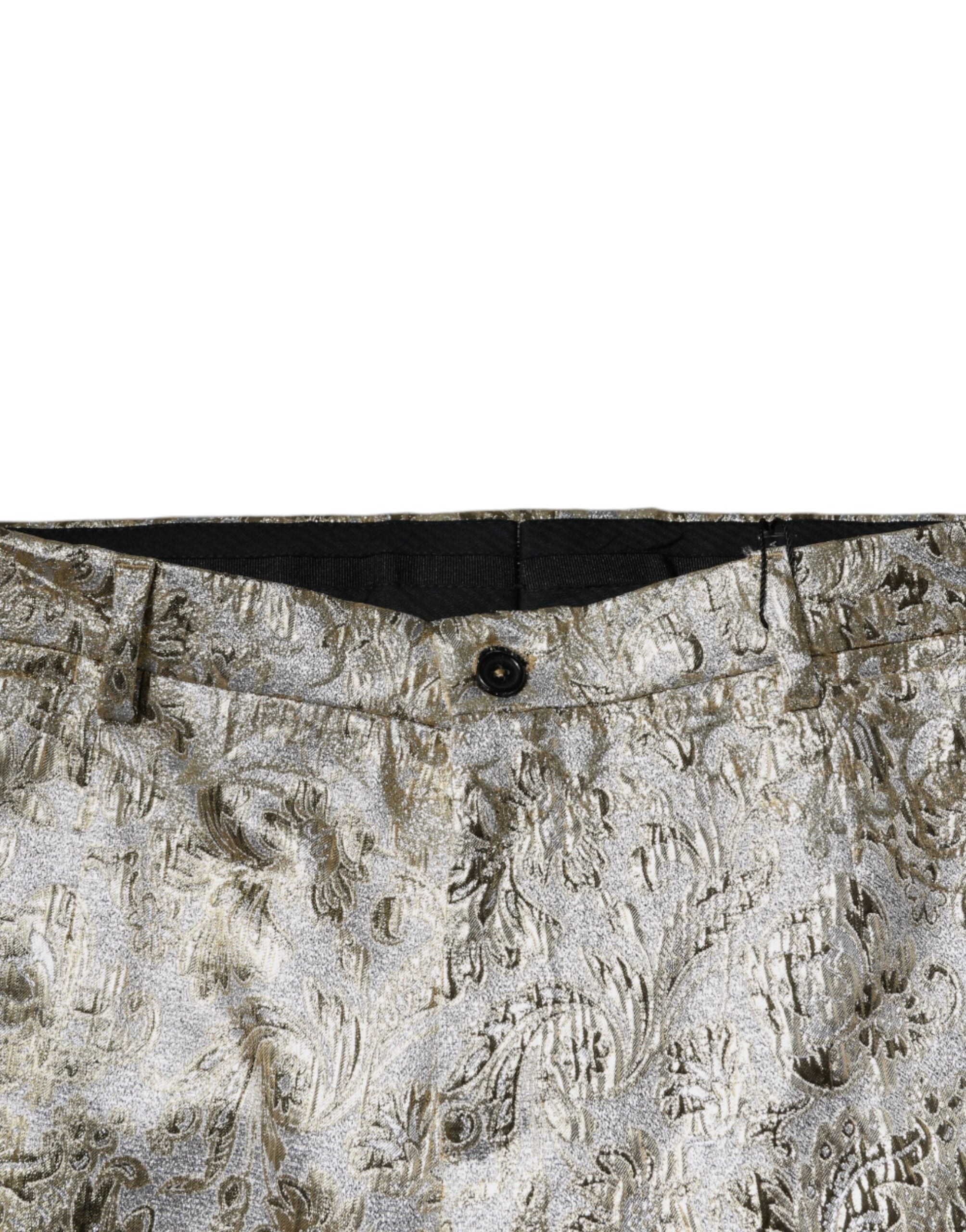 Dolce &amp; Gabbana – Anzughose aus goldfarbenem Jacquard mit Blumenmuster für Herren