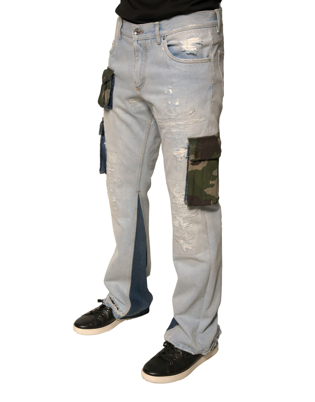 Dolce &amp; Gabbana Hellblaue Cargo-Jeans aus Baumwolle mit geradem Schnitt
