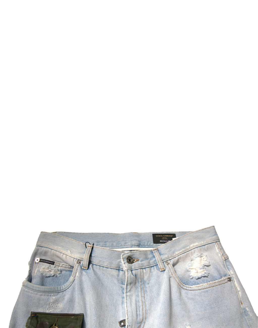 Dolce &amp; Gabbana Hellblaue Cargo-Jeans aus Baumwolle mit geradem Schnitt