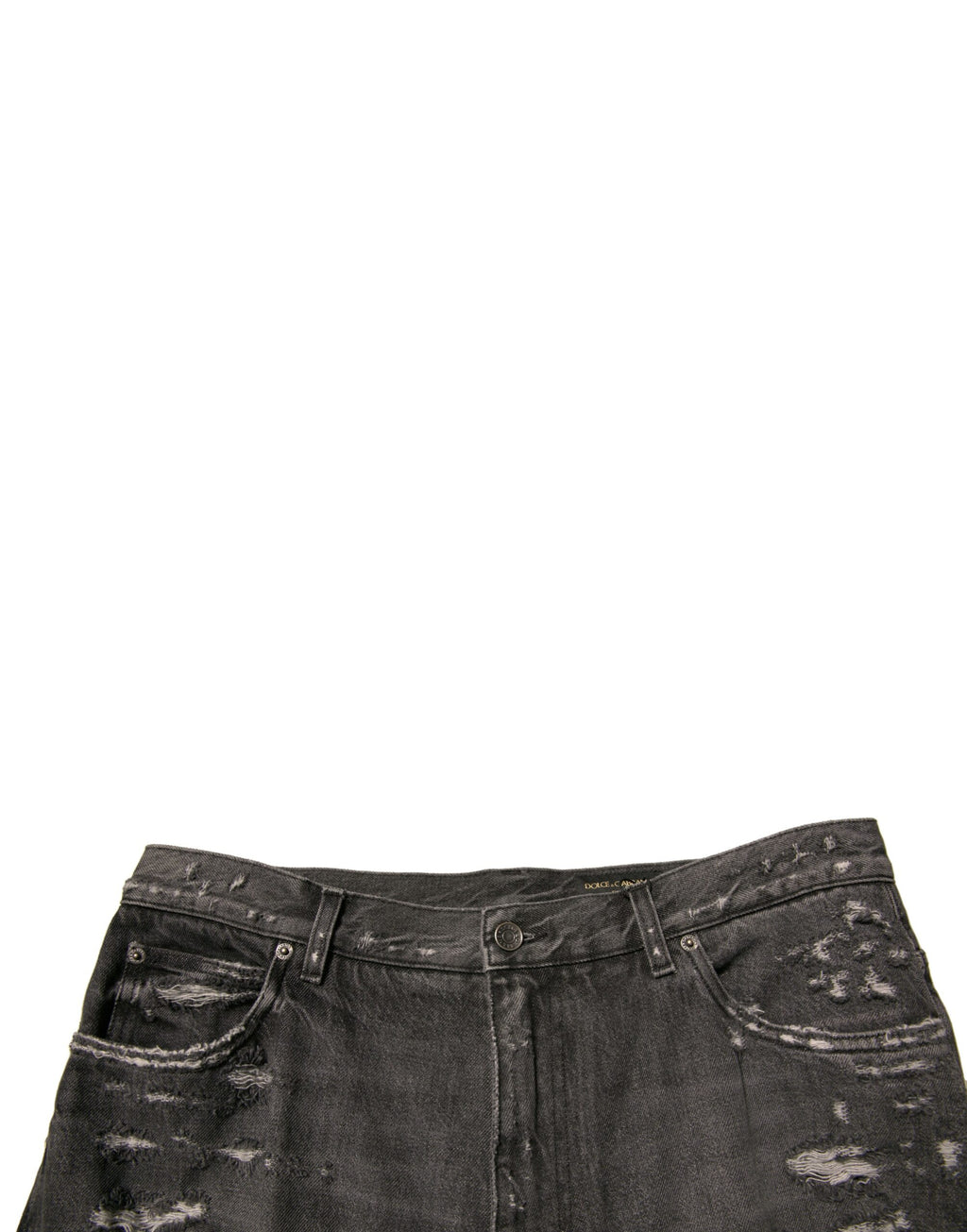 Dolce &amp; Gabbana Graue, zerfetzte, gerade geschnittene Jeans aus Baumwolle für Herren