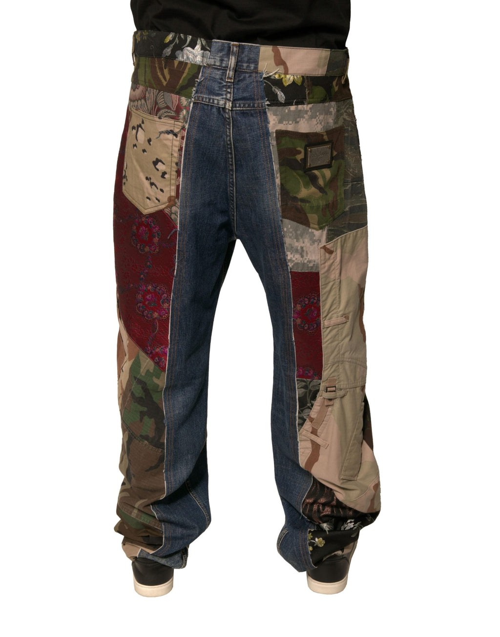 Dolce &amp; Gabbana Blaue Patchwork-Jeans aus Baumwolle mit geradem Schnitt