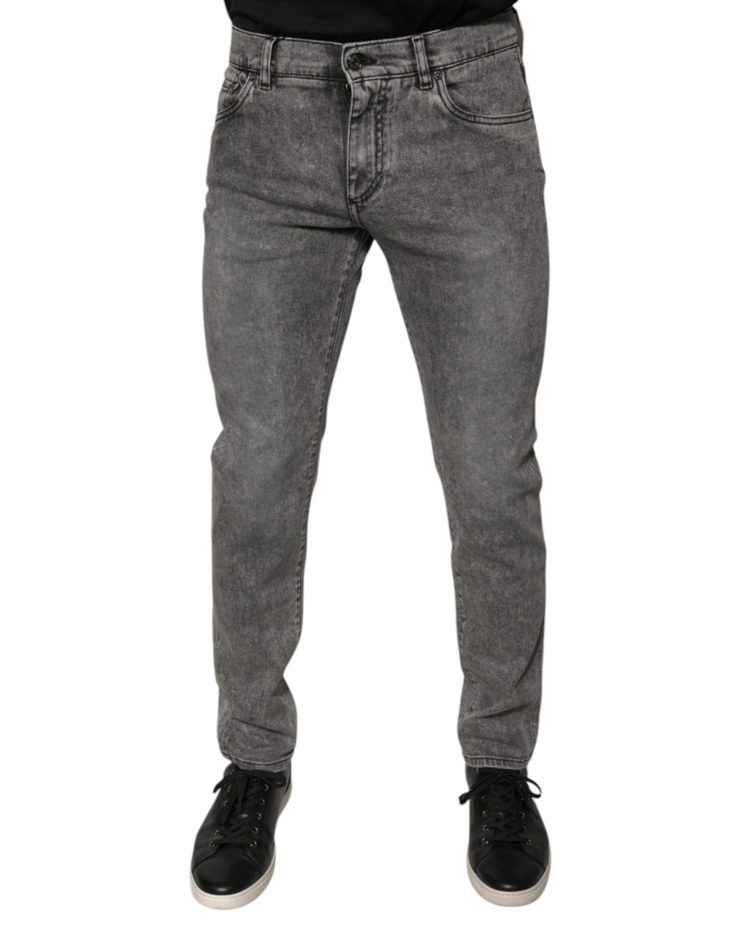 Dolce &amp; Gabbana – Graue Skinny-Jeans aus gewaschener Baumwolle