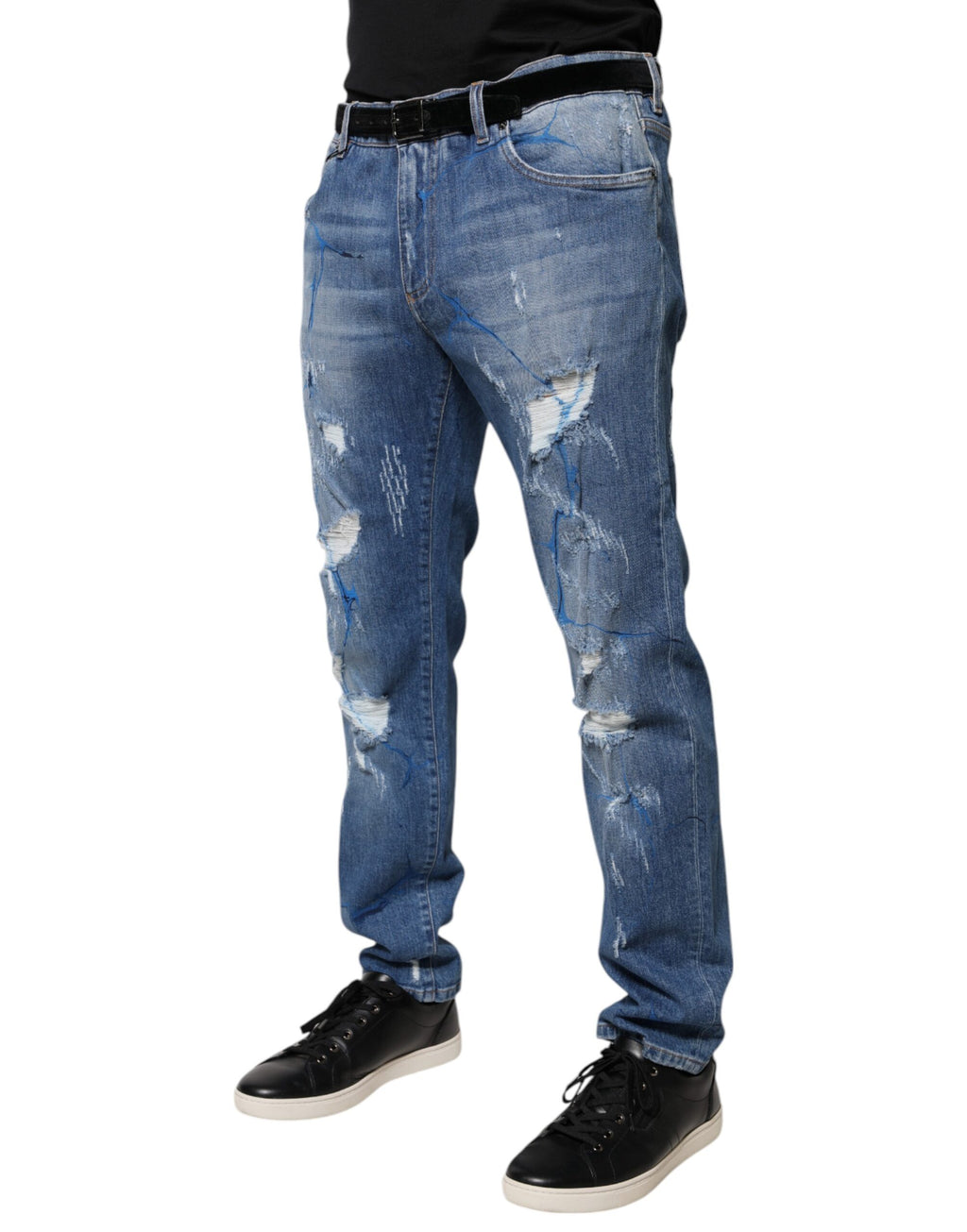 Dolce &amp; Gabbana – Zerfetzte Skinny-Jeans aus blauem Stretch-Baumwolldenim