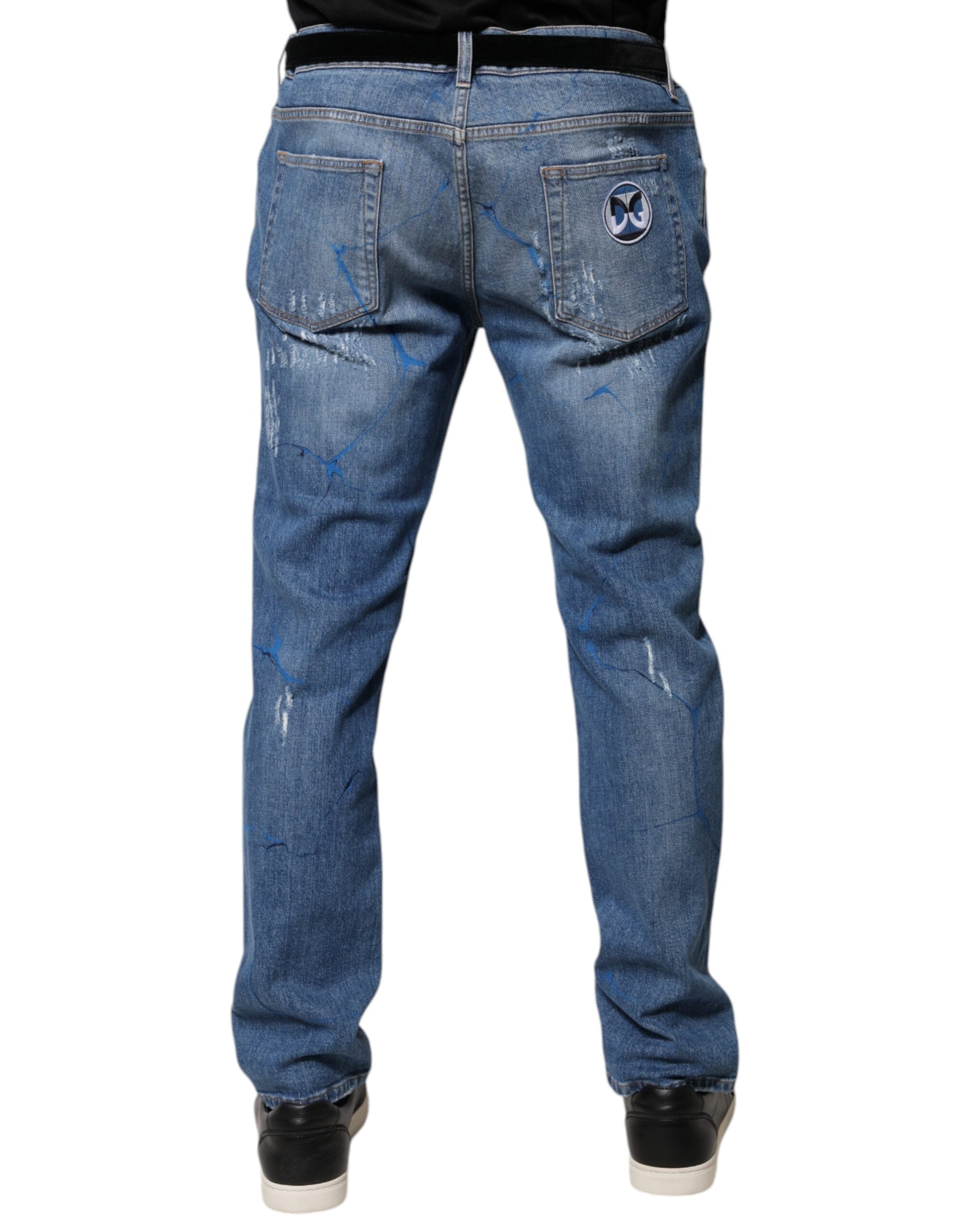 Dolce &amp; Gabbana – Zerfetzte Skinny-Jeans aus blauem Stretch-Baumwolldenim
