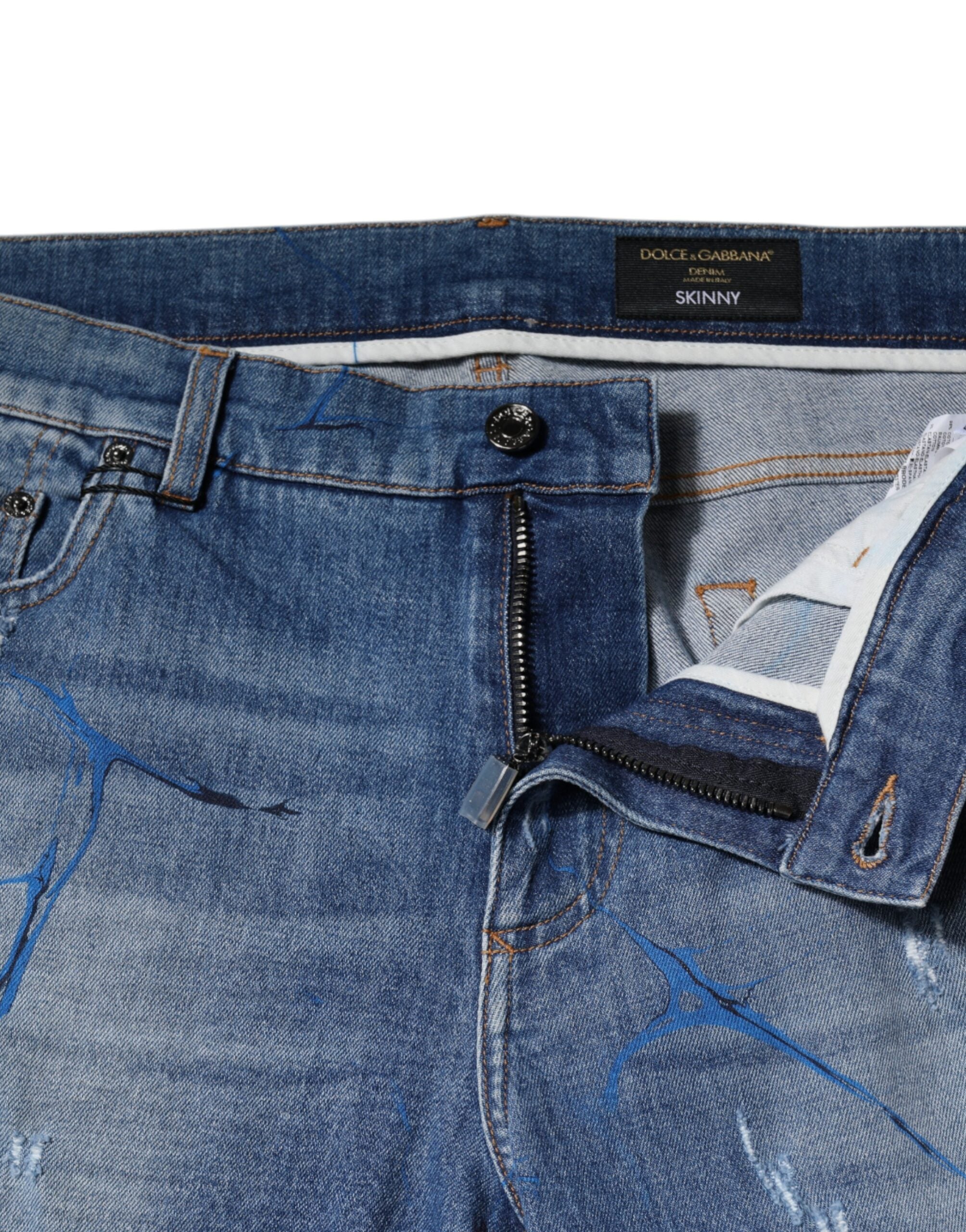 Dolce &amp; Gabbana – Zerfetzte Skinny-Jeans aus blauem Stretch-Baumwolldenim