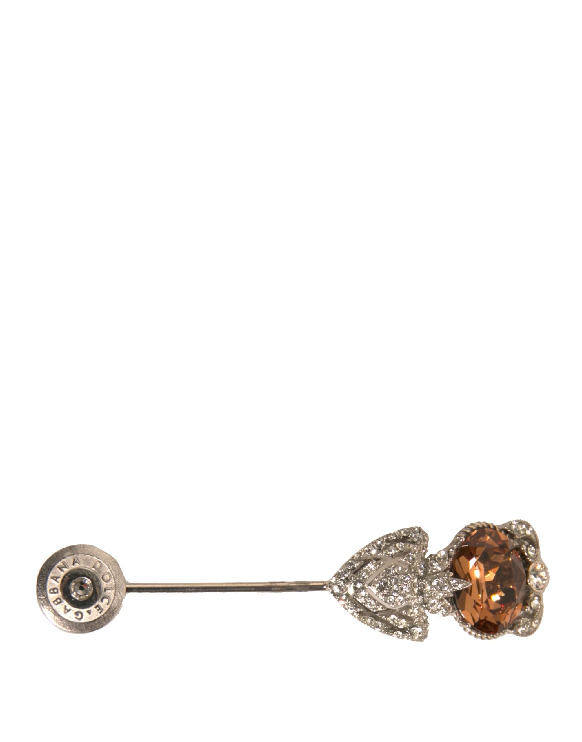 Dolce &amp; Gabbana Silber 925 Sterling Silber Kristalle Pin Kragen Brosche