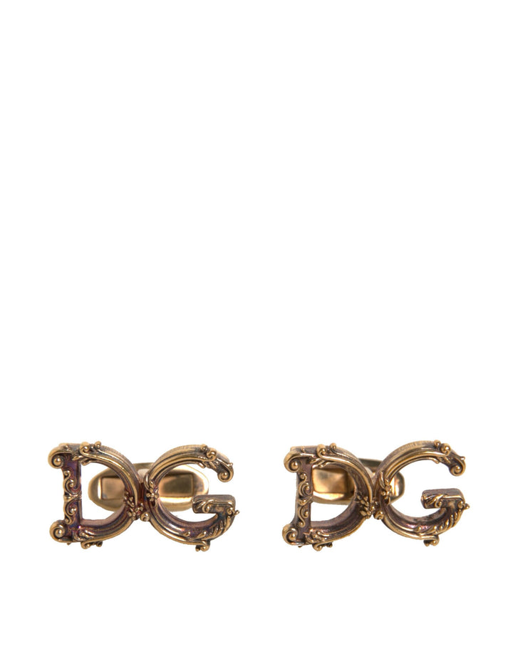 Dolce &amp; Gabbana Manschettenknopf aus 925er Sterlingsilber mit DG-Logo, goldfarben