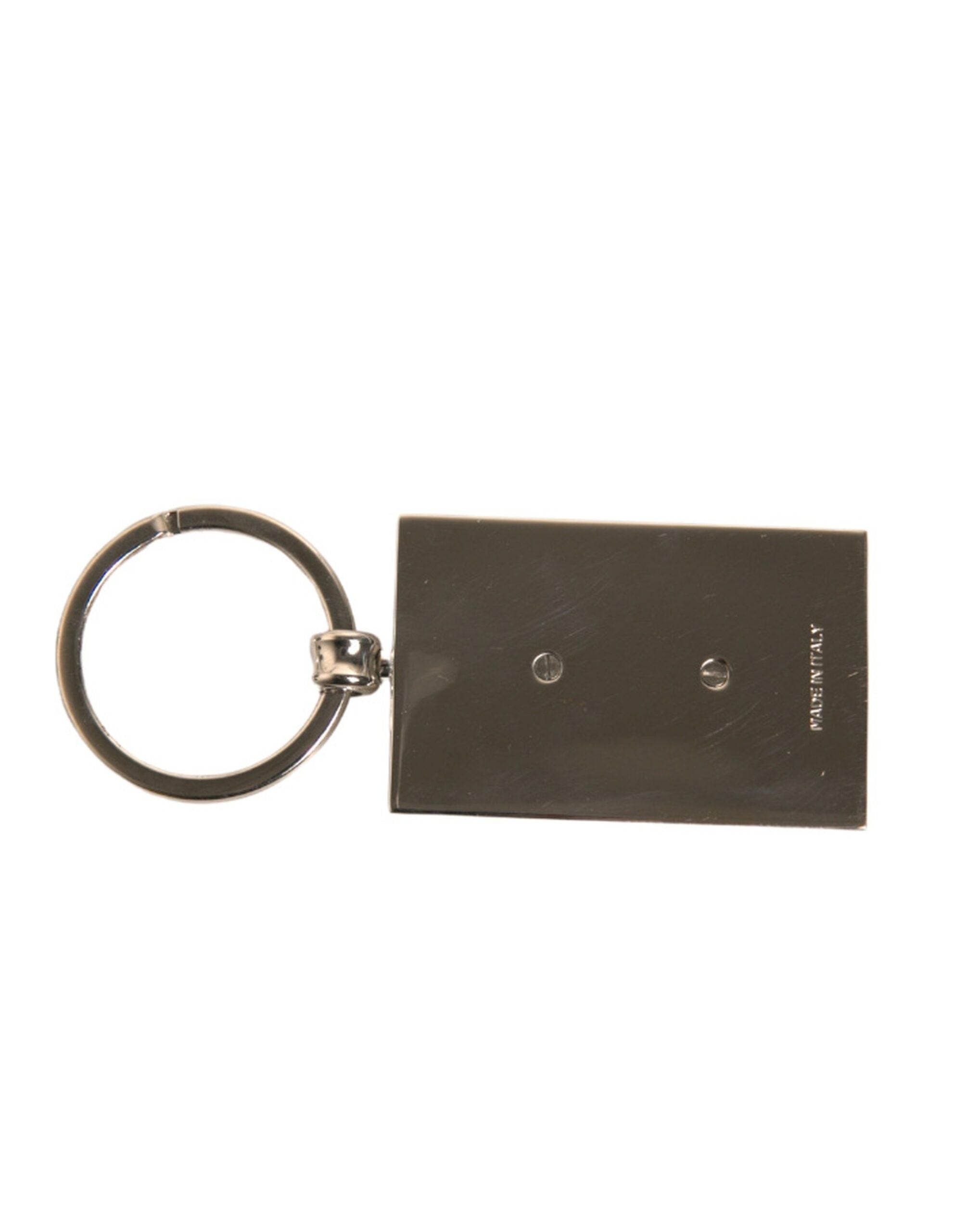 Dolce &amp; Gabbana Schlüsselanhänger mit Metallring und Logo aus schwarzem Leder