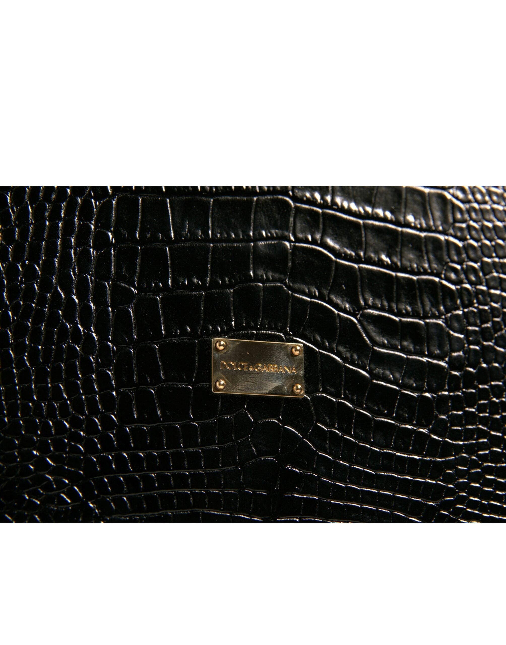 Dolce &amp; Gabbana Elegante Kataloghülle aus schwarzem Leder mit Logo-Plakette