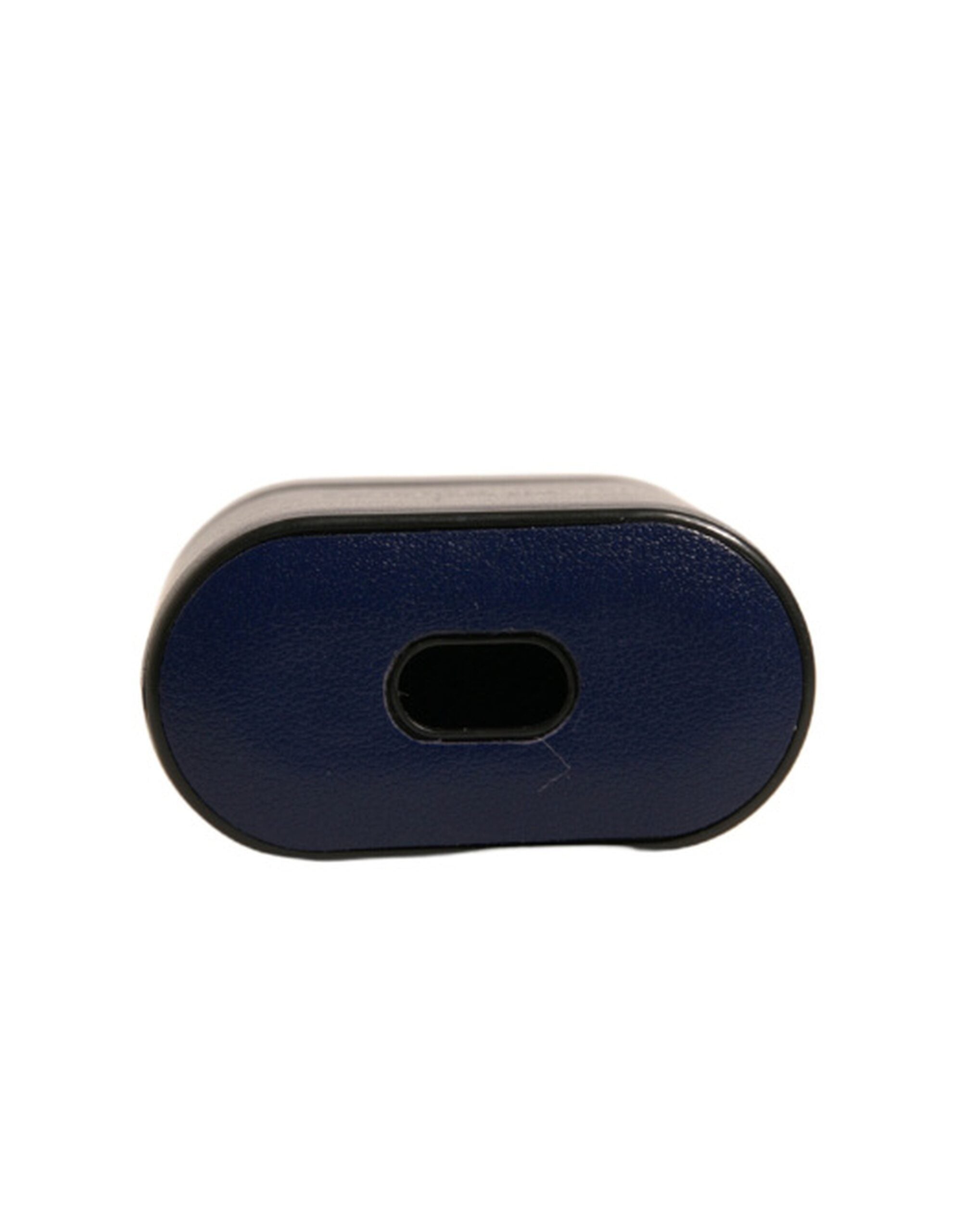 Dolce &amp; Gabbana – Airpods-Hülle mit Klapphalter aus blauem Leder mit Logo-Print