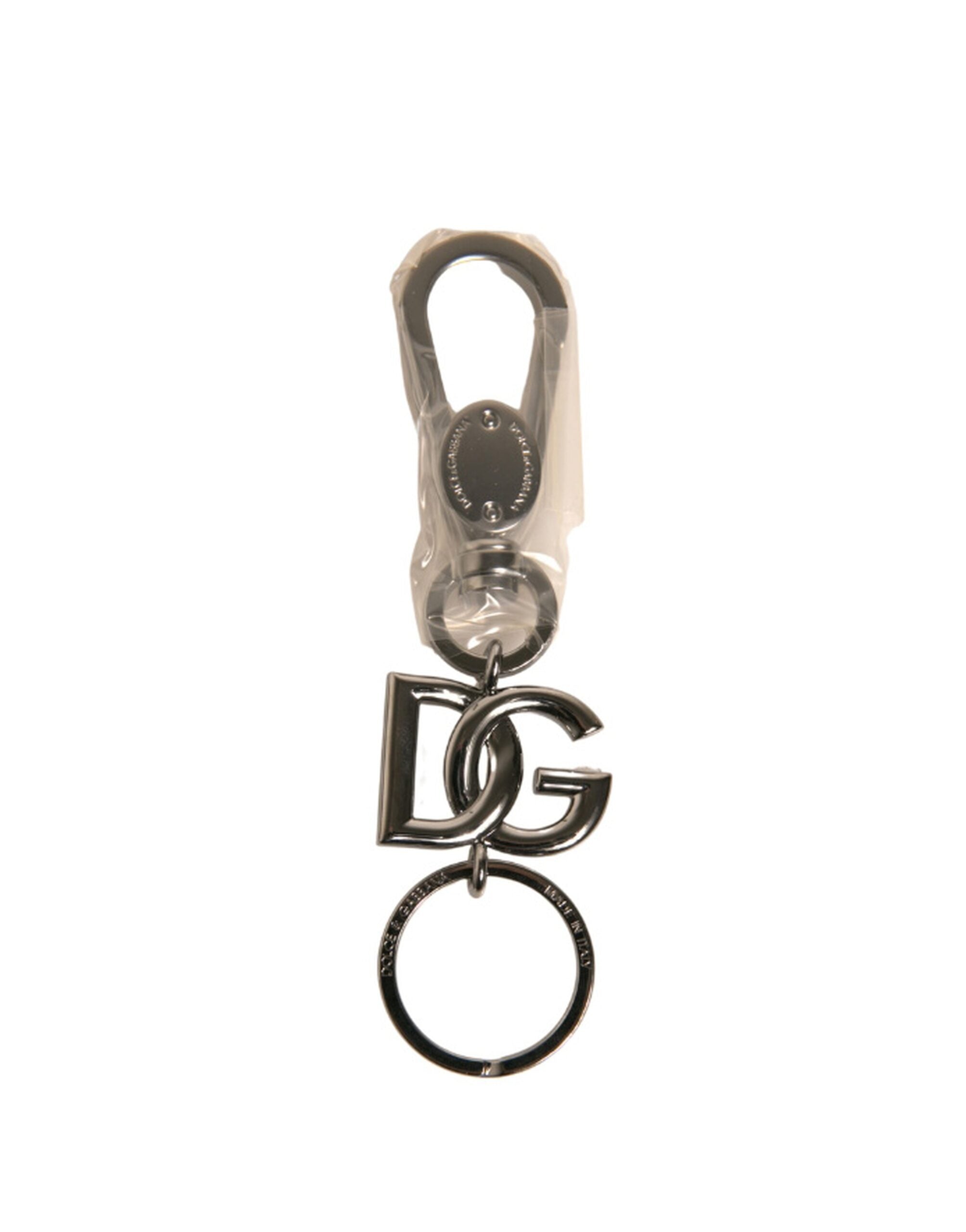 Dolce &amp; Gabbana Schlüsselanhänger mit DG-Logo, Silber, Messing, Metallring