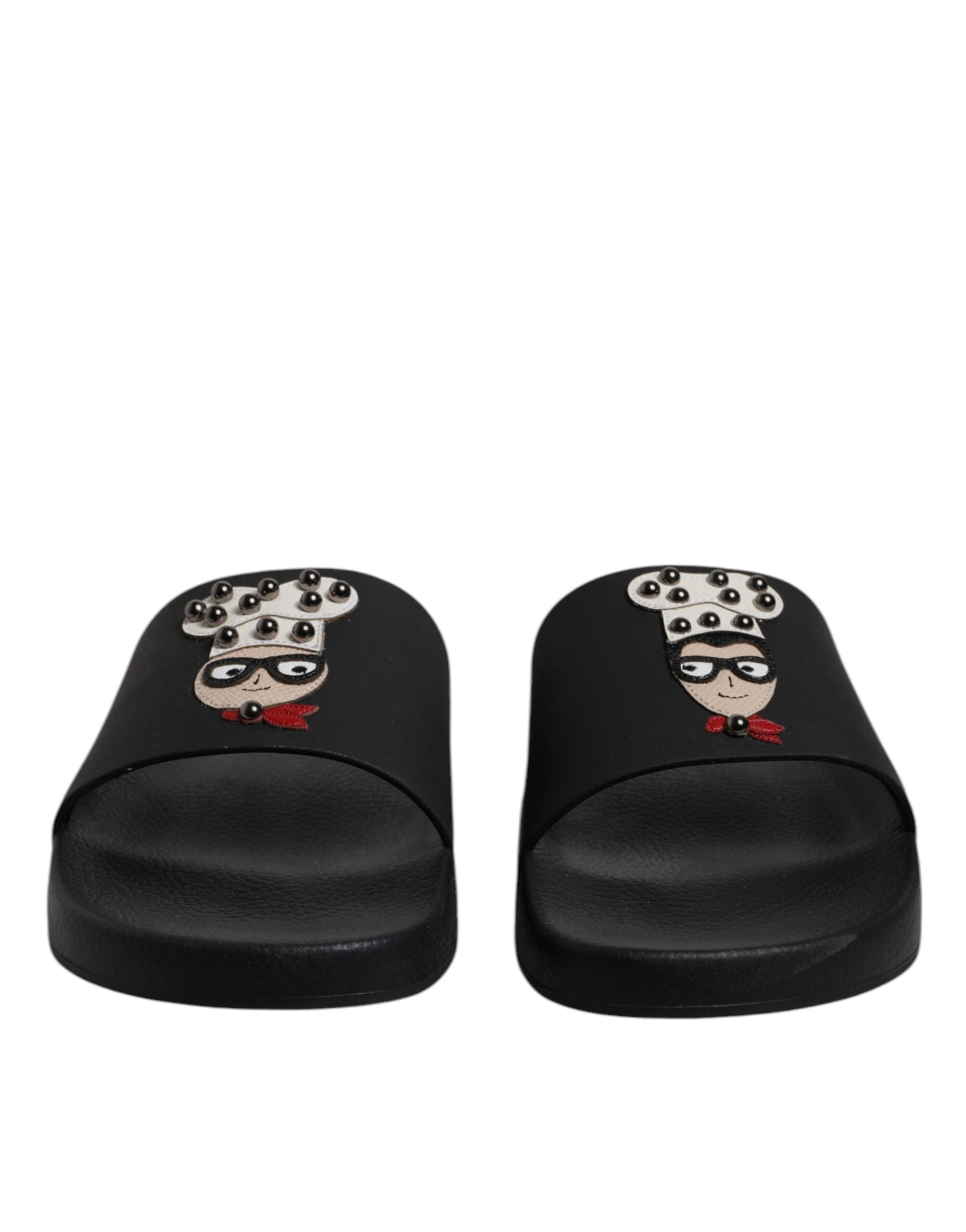 Dolce &amp; Gabbana Schwarze Leder-Sandalen, Strandschuhe