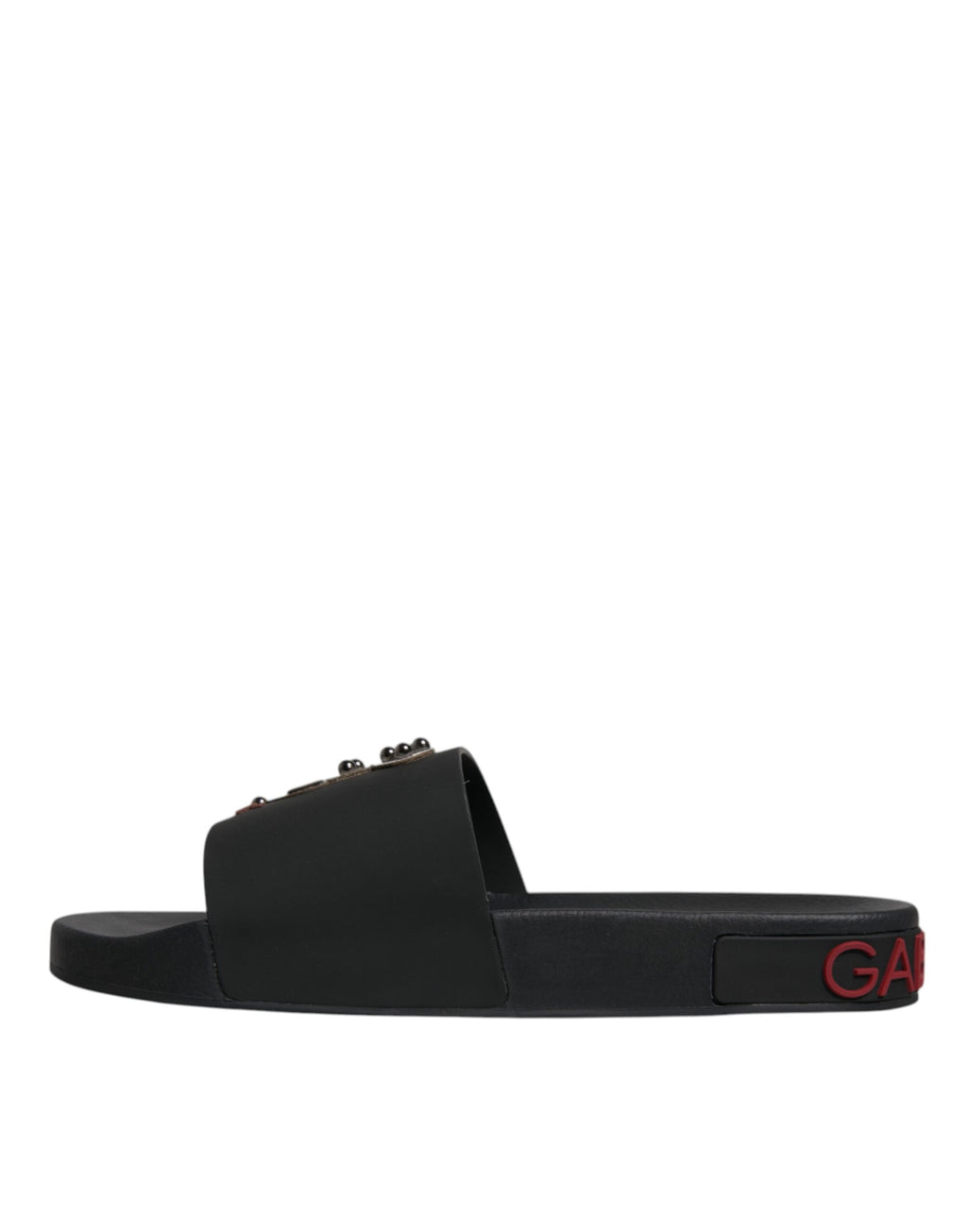 Dolce &amp; Gabbana Schwarze Leder-Sandalen, Strandschuhe