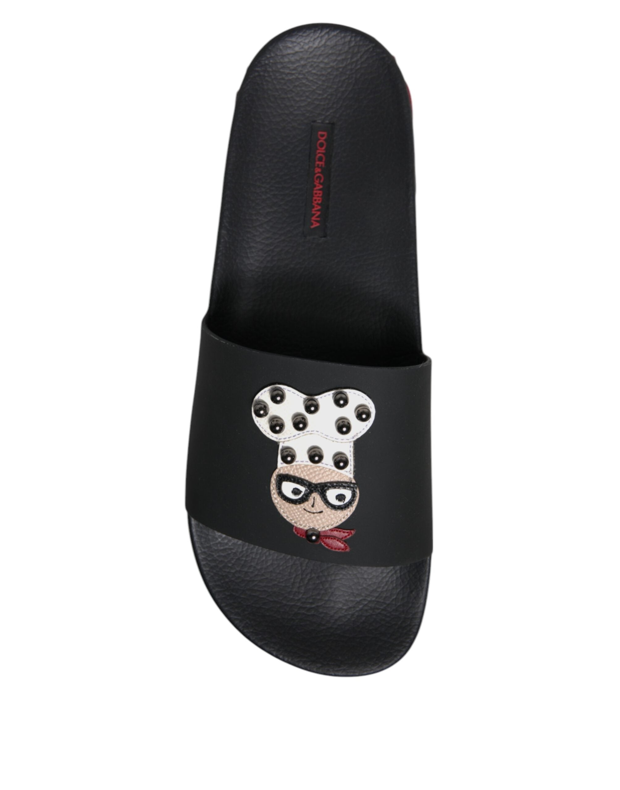 Dolce &amp; Gabbana Schwarze Leder-Sandalen, Strandschuhe