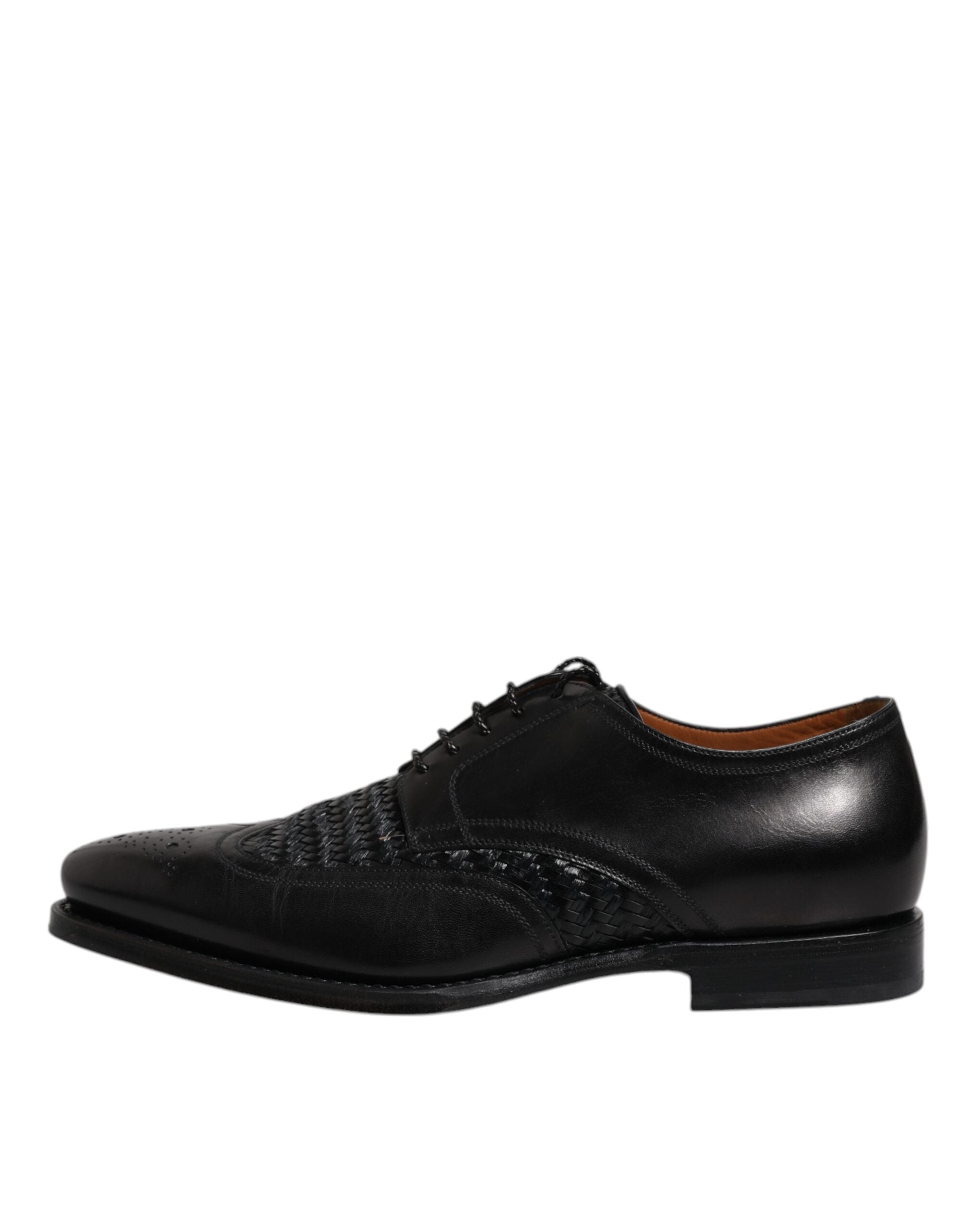 Dolce &amp; Gabbana – Derby-Schuhe aus schwarzem Leder mit Flügelkappe und Schnürung für formelle Anlässe