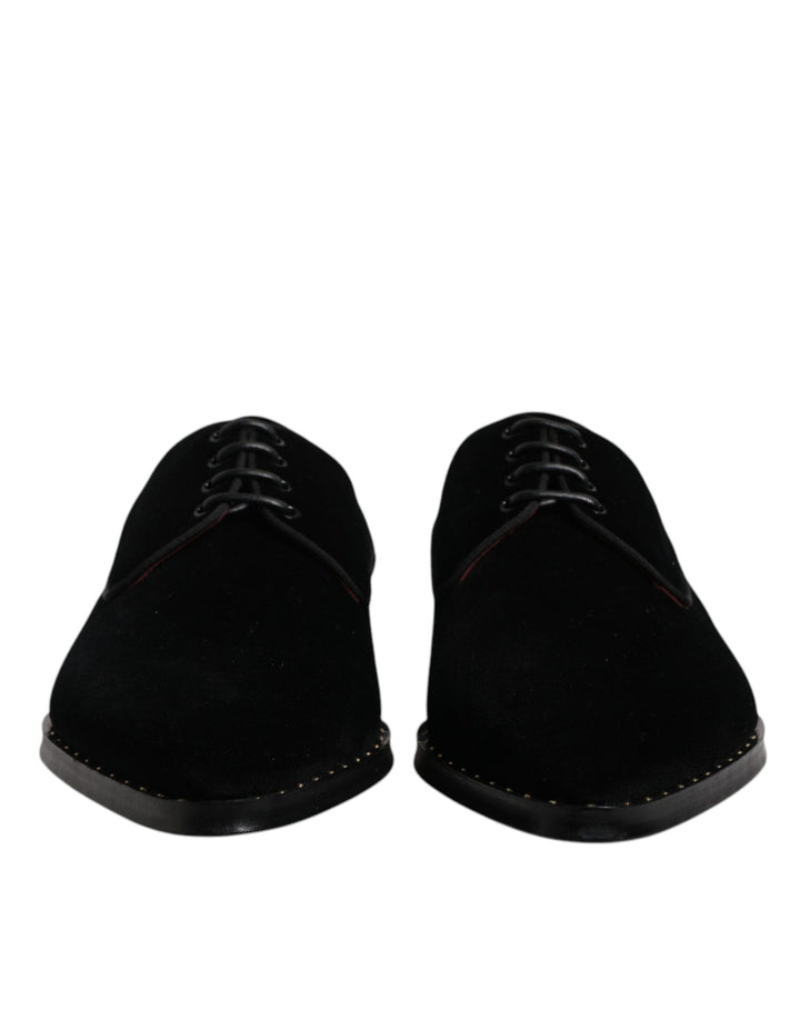 Dolce &amp; Gabbana – Derby-Schnürschuhe aus schwarzem Baumwollsamt
