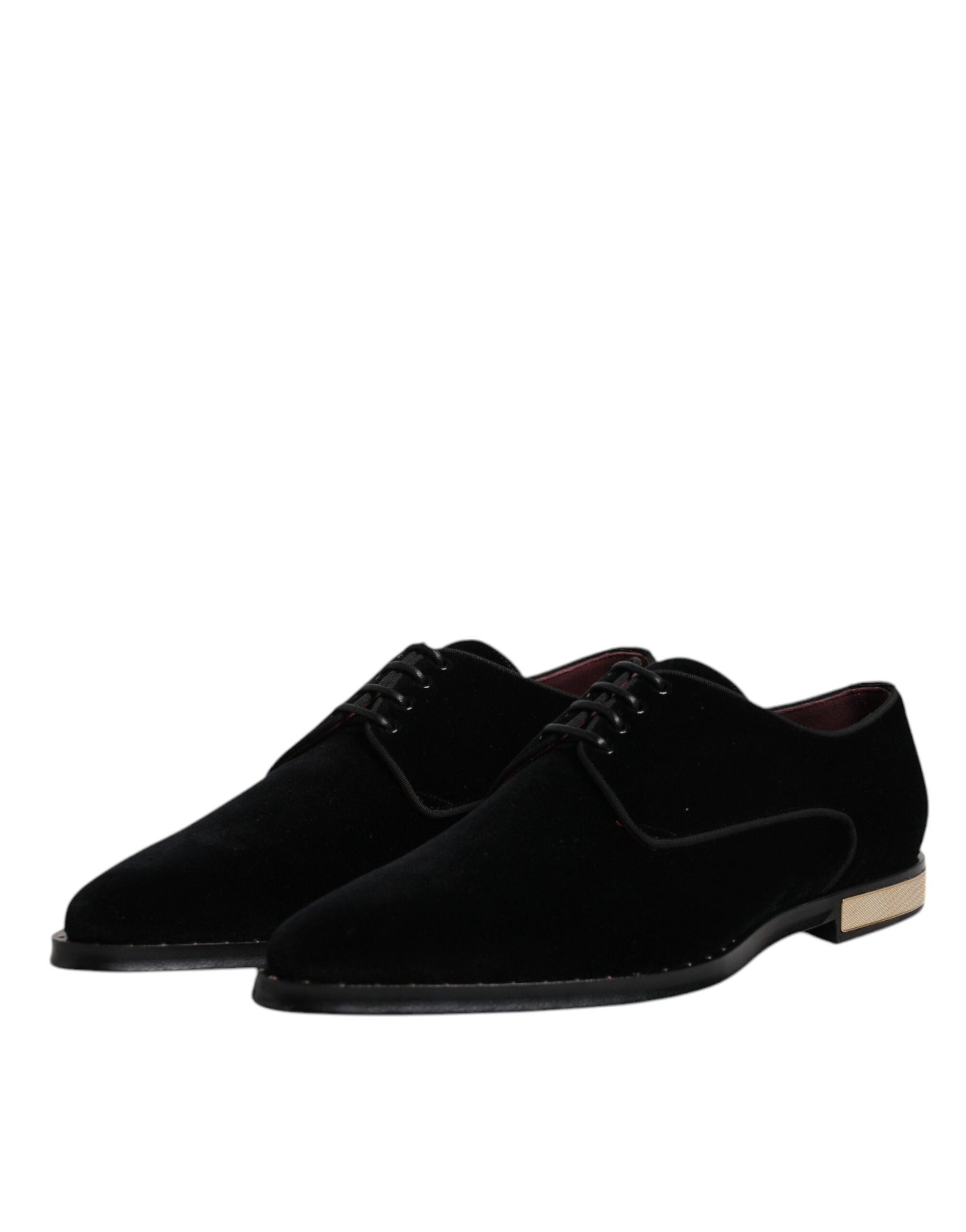 Dolce &amp; Gabbana – Derby-Schnürschuhe aus schwarzem Baumwollsamt