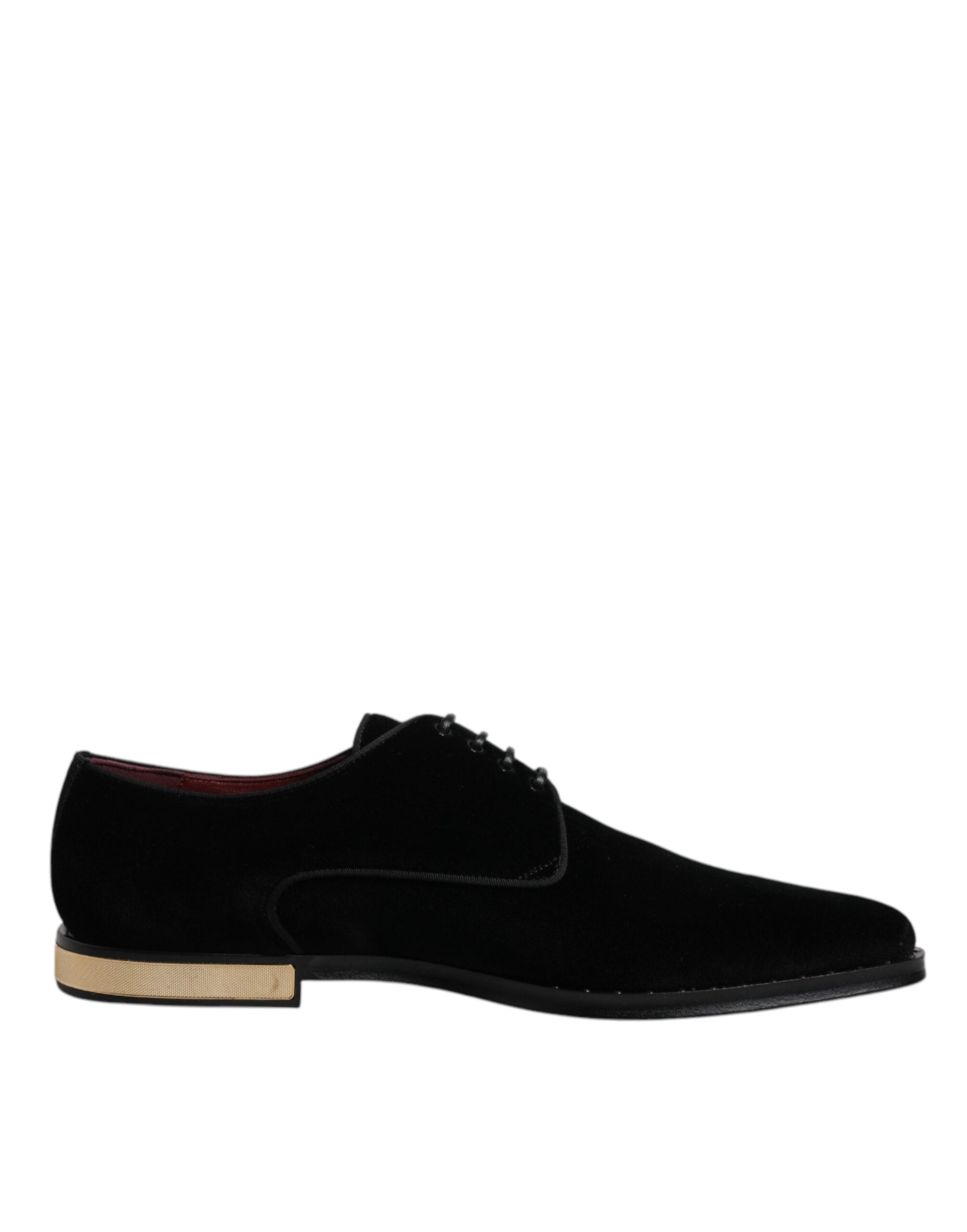 Dolce &amp; Gabbana – Derby-Schnürschuhe aus schwarzem Baumwollsamt