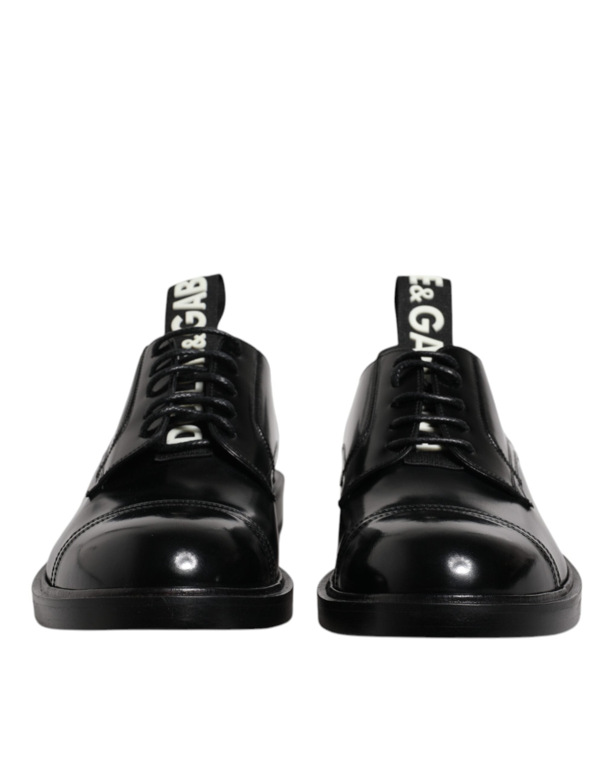 Dolce &amp; Gabbana – Derby-Schnürschuhe aus schwarzem Lackleder