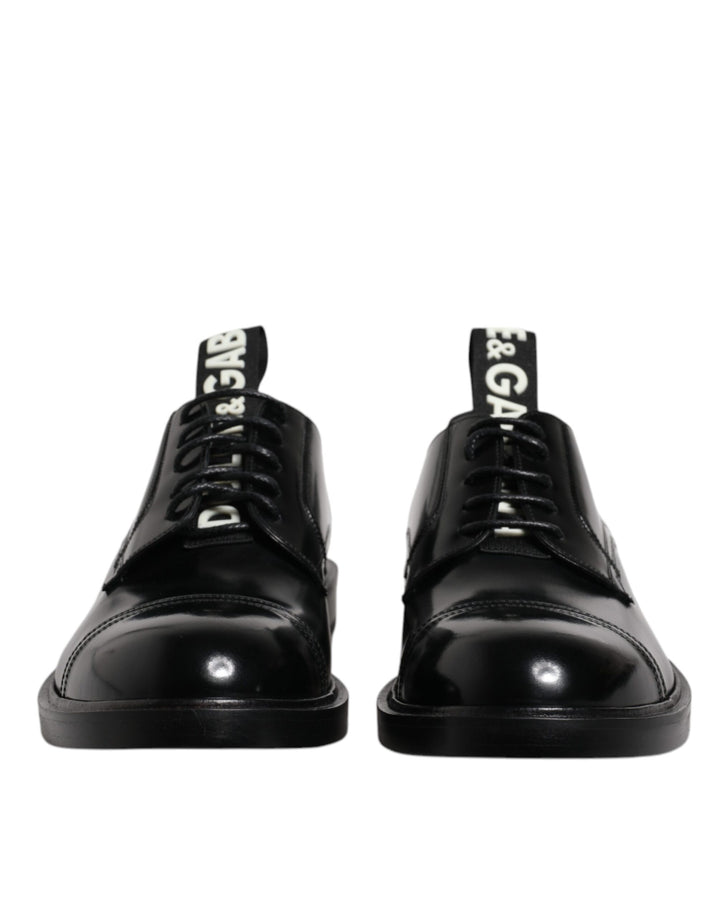 Dolce &amp; Gabbana – Derby-Schnürschuhe aus schwarzem Lackleder