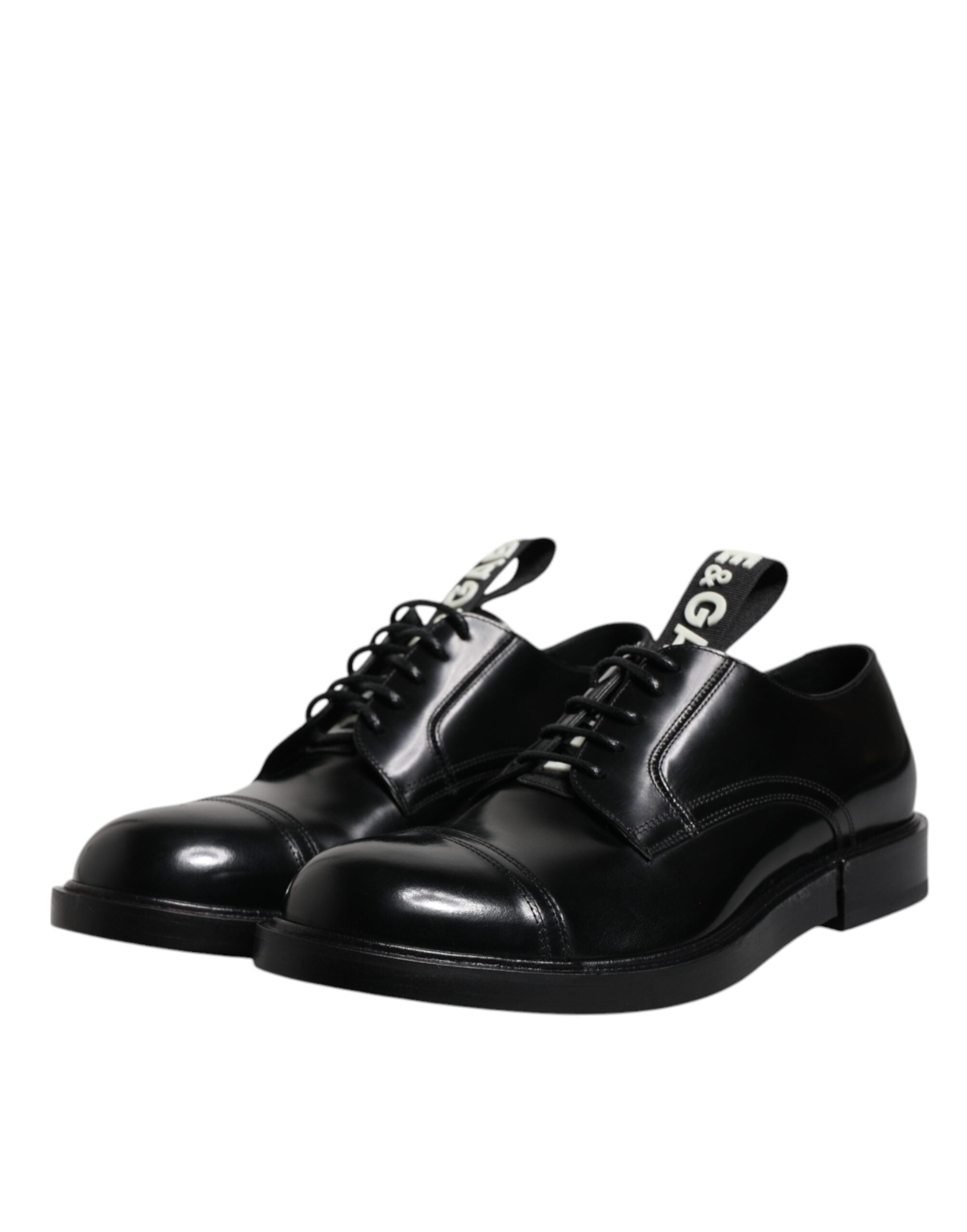 Dolce &amp; Gabbana – Derby-Schnürschuhe aus schwarzem Lackleder