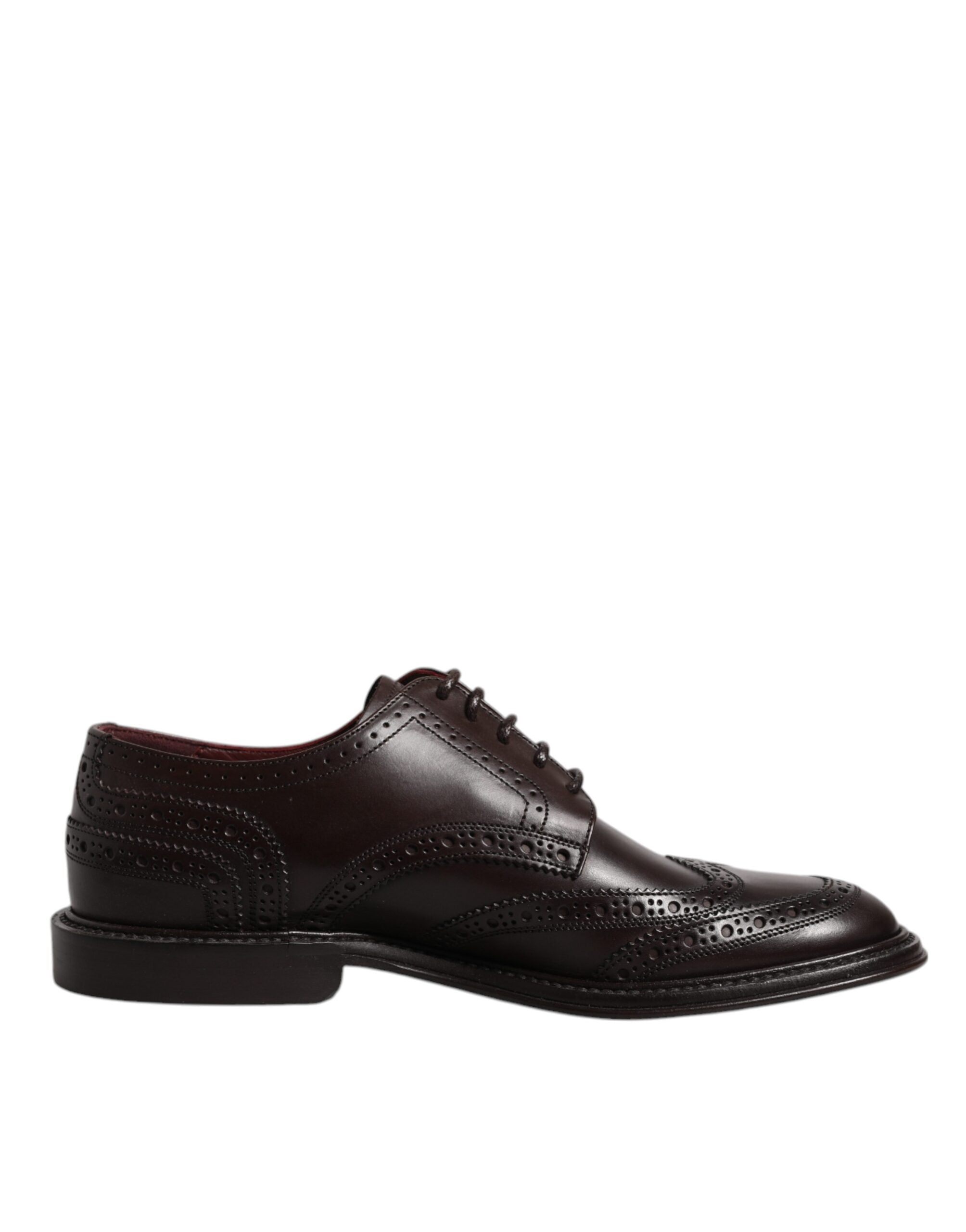 Dolce &amp; Gabbana – Braune Derby-Schuhe aus Leder mit Flügelkappe und Schnürung für formelle Anlässe