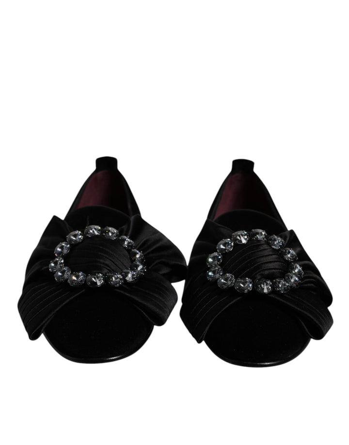 Dolce &amp; Gabbana Schwarze Kristall-Flats Herren Loafer Abendschuhe