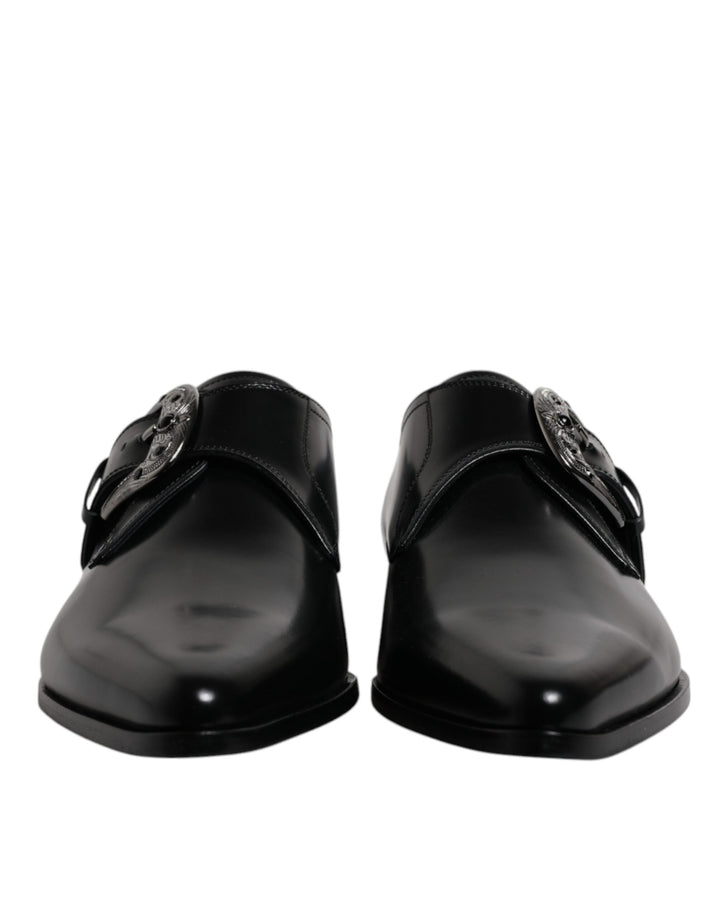 Dolce &amp; Gabbana – Formelle Derby-Schuhe aus schwarzem Leder mit Monkstrap