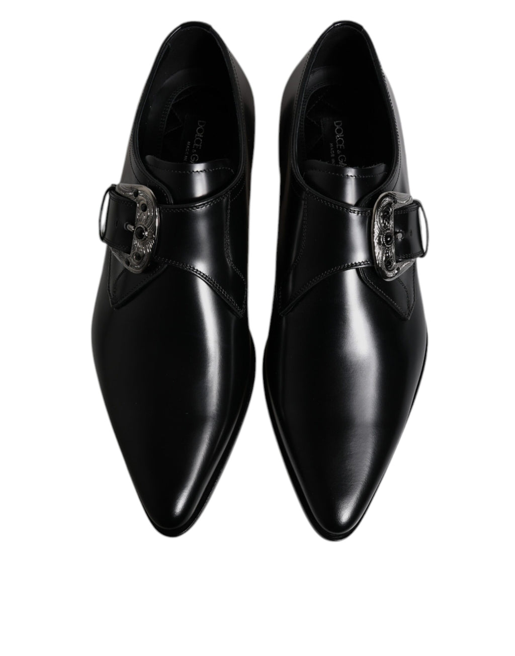 Dolce &amp; Gabbana – Formelle Derby-Schuhe aus schwarzem Leder mit Monkstrap