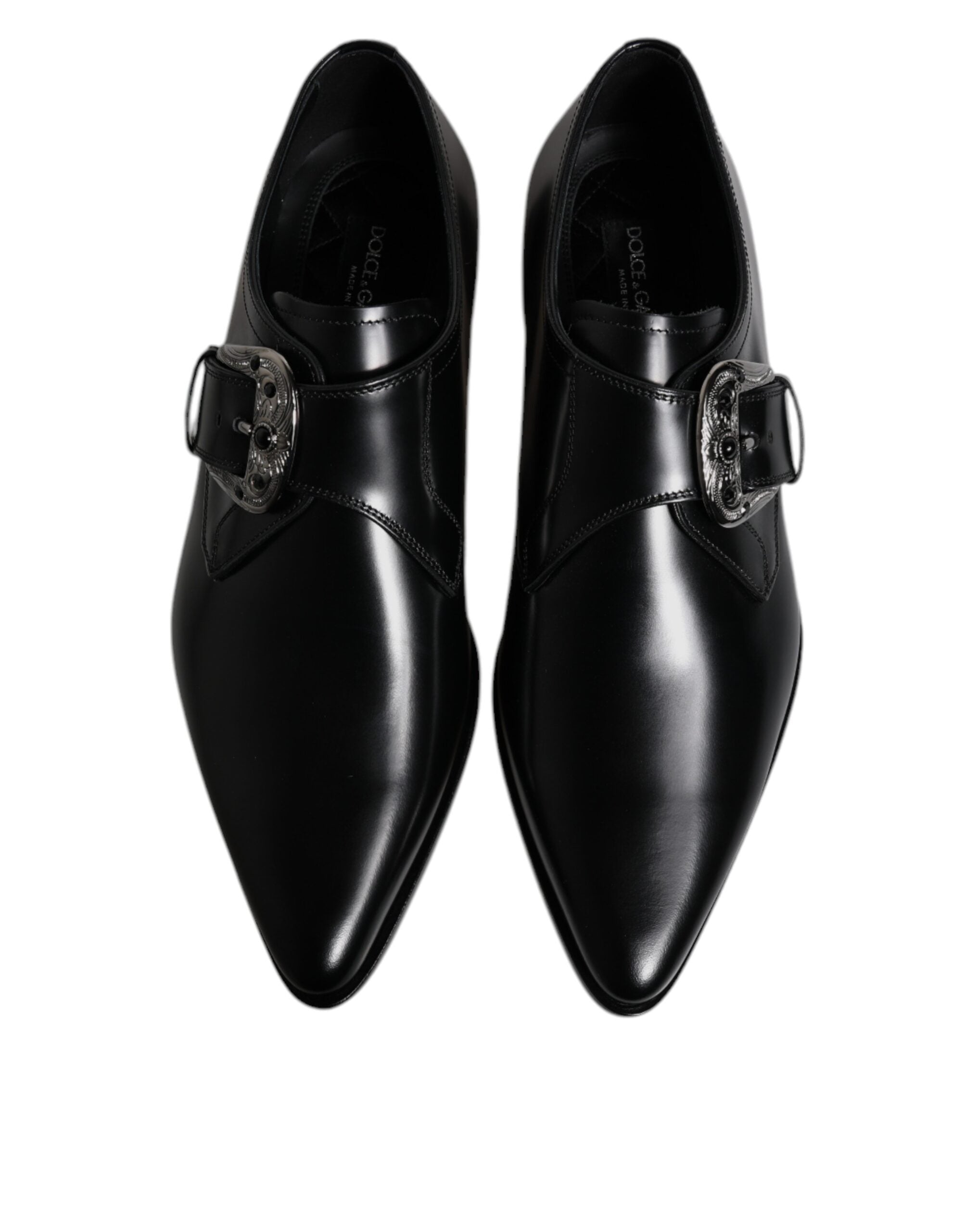Dolce &amp; Gabbana – Formelle Derby-Schuhe aus schwarzem Leder mit Monkstrap