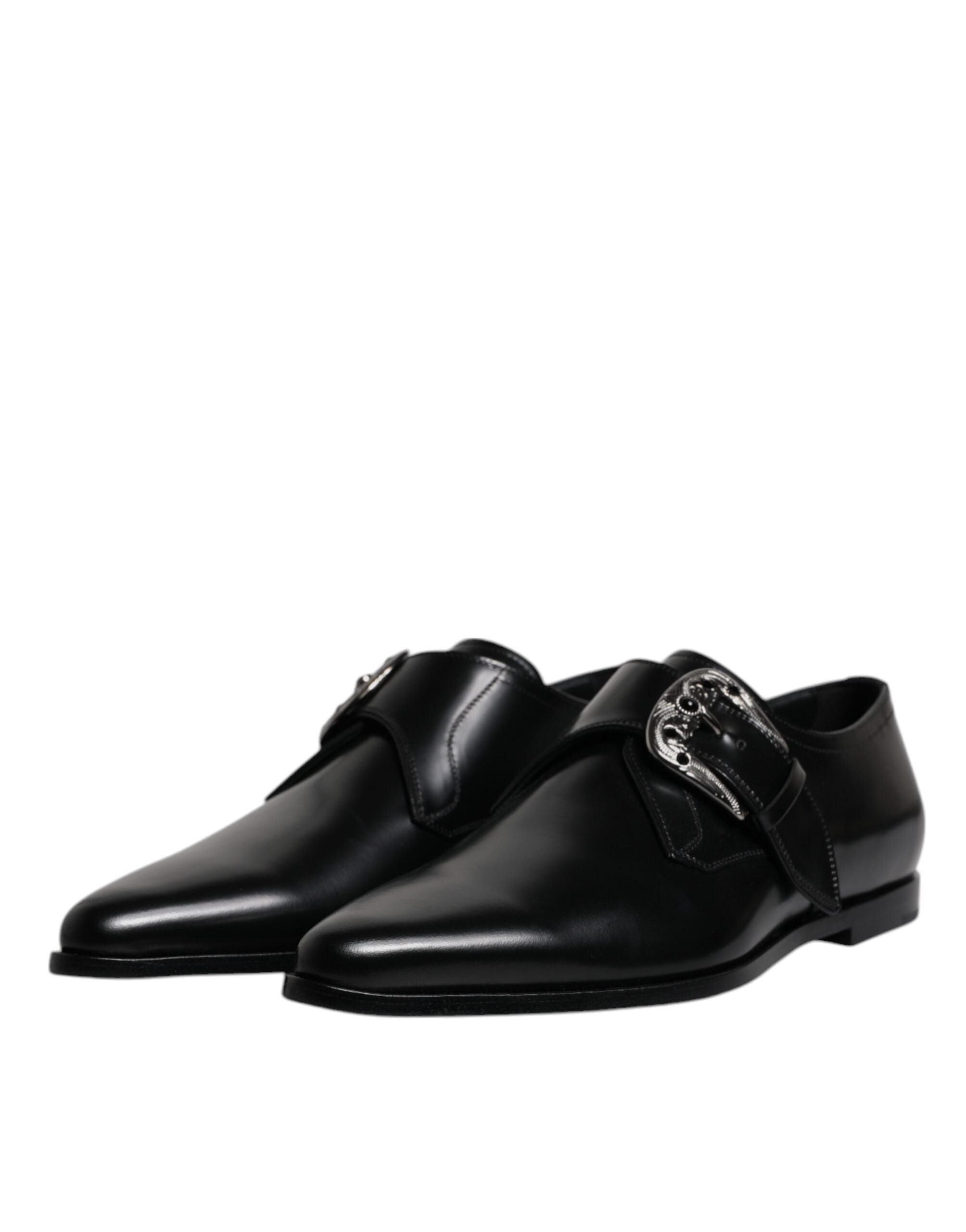 Dolce &amp; Gabbana – Formelle Derby-Schuhe aus schwarzem Leder mit Monkstrap