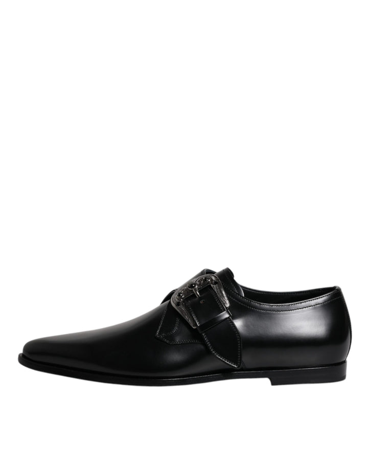 Dolce &amp; Gabbana – Formelle Derby-Schuhe aus schwarzem Leder mit Monkstrap