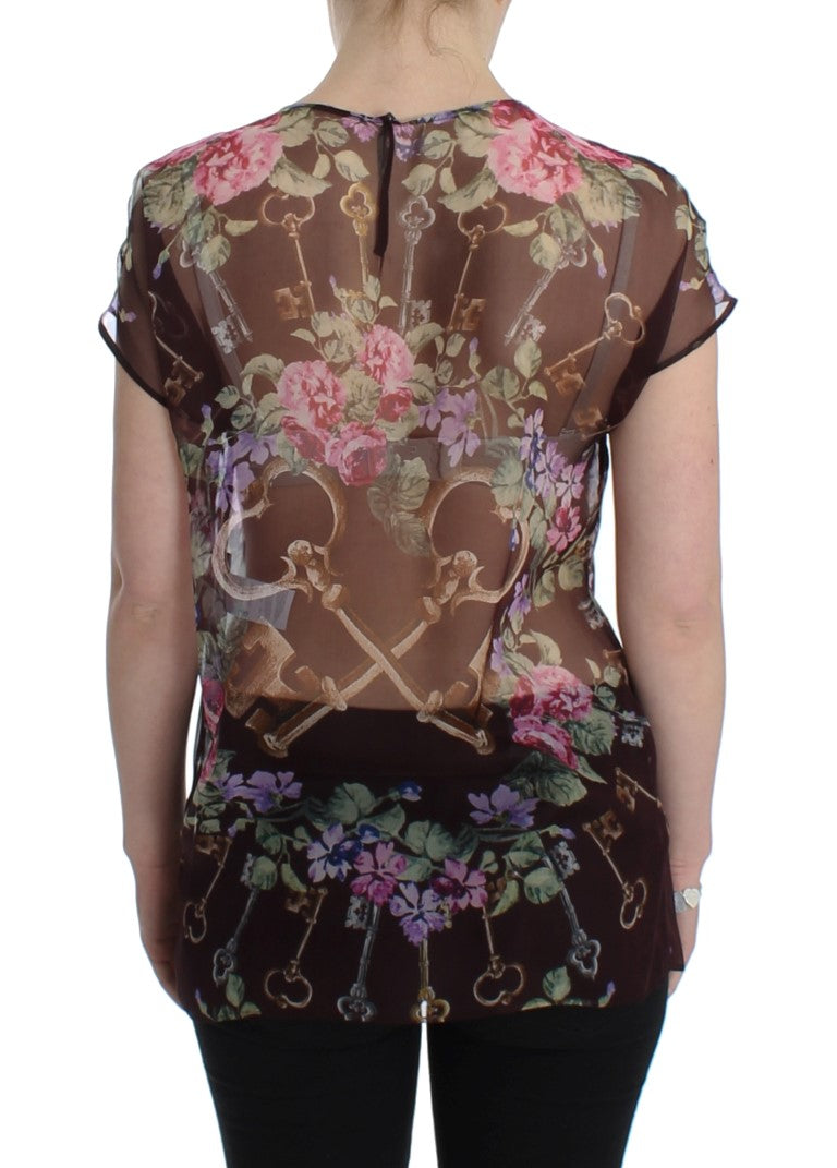 Dolce &amp; Gabbana – Elegante Seidenbluse mit Blumenmuster und Flügelärmeln
