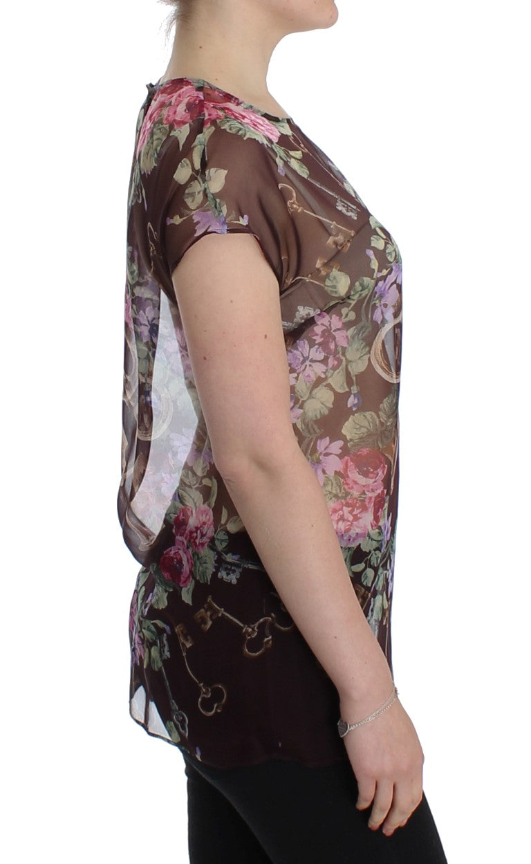 Dolce &amp; Gabbana – Elegante Seidenbluse mit Blumenmuster und Flügelärmeln