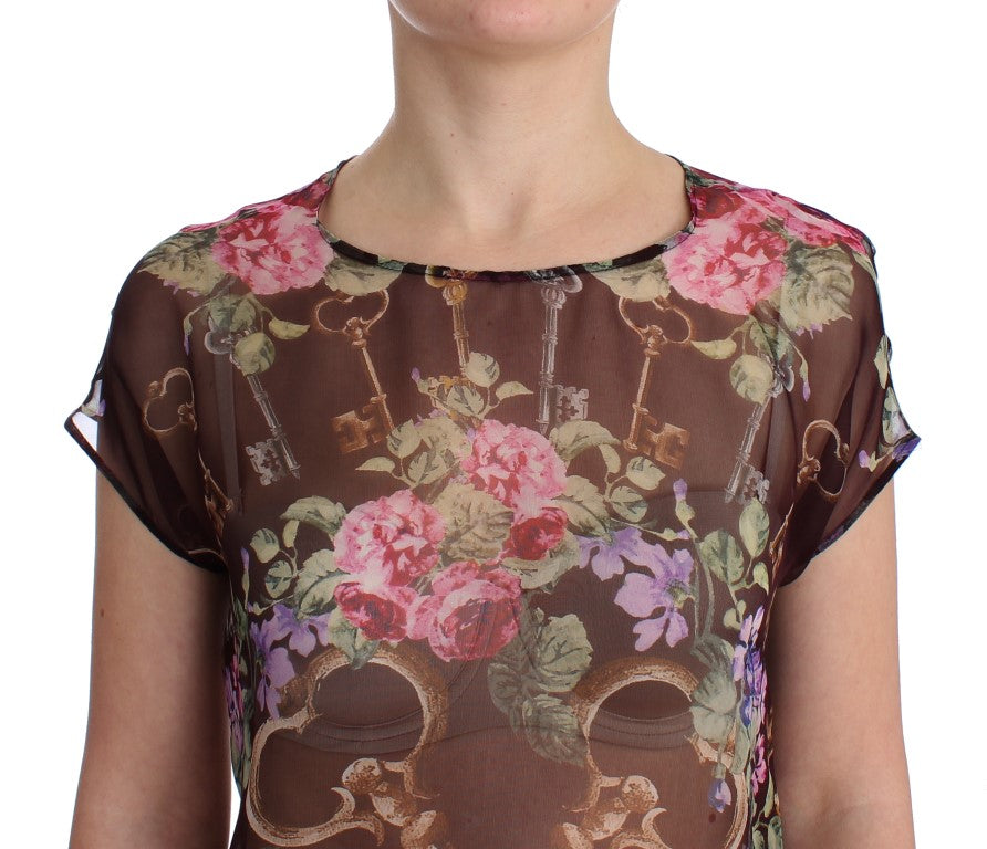 Dolce &amp; Gabbana – Elegante Seidenbluse mit Blumenmuster und Flügelärmeln