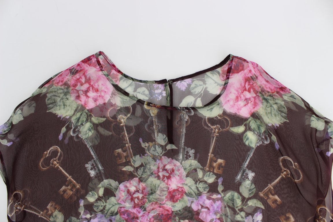 Dolce &amp; Gabbana – Elegante Seidenbluse mit Blumenmuster und Flügelärmeln