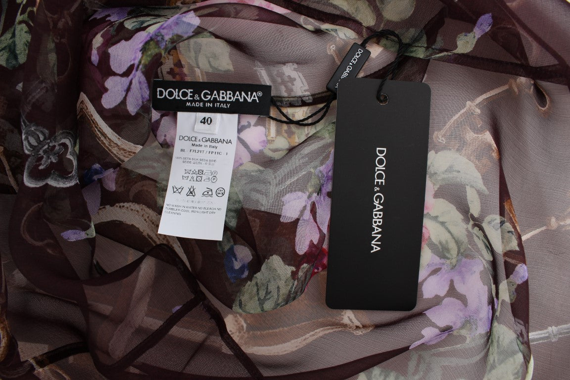 Dolce &amp; Gabbana – Elegante Seidenbluse mit Blumenmuster und Flügelärmeln