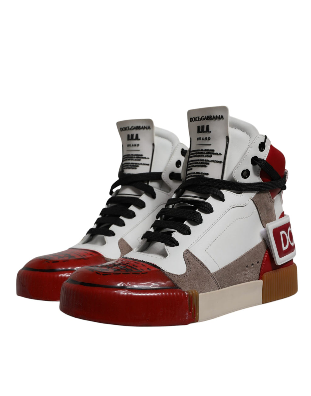 Dolce &amp; Gabbana Mehrfarbige High-Top-Sneakers aus Leder