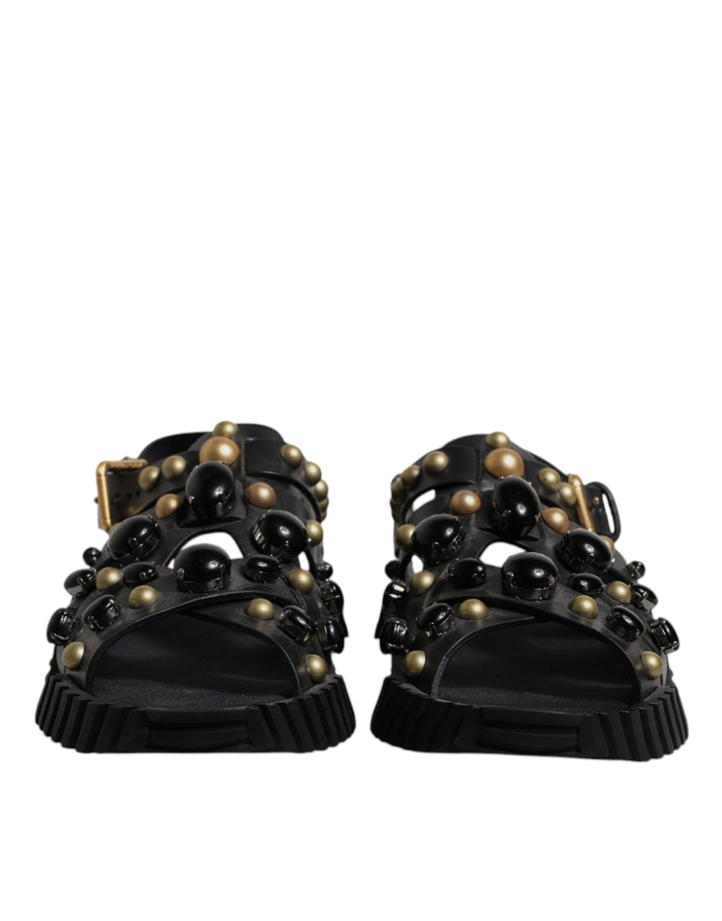 Dolce &amp; Gabbana – Sandalen mit Nieten aus schwarzem Leder