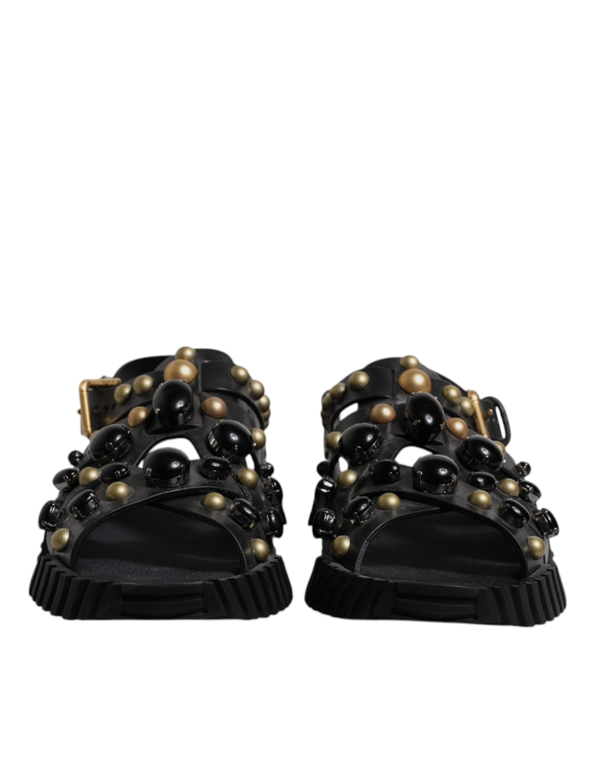 Dolce &amp; Gabbana – Sandalen mit Nieten aus schwarzem Leder
