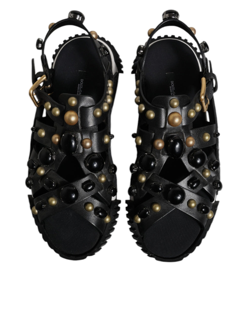 Dolce &amp; Gabbana – Sandalen mit Nieten aus schwarzem Leder