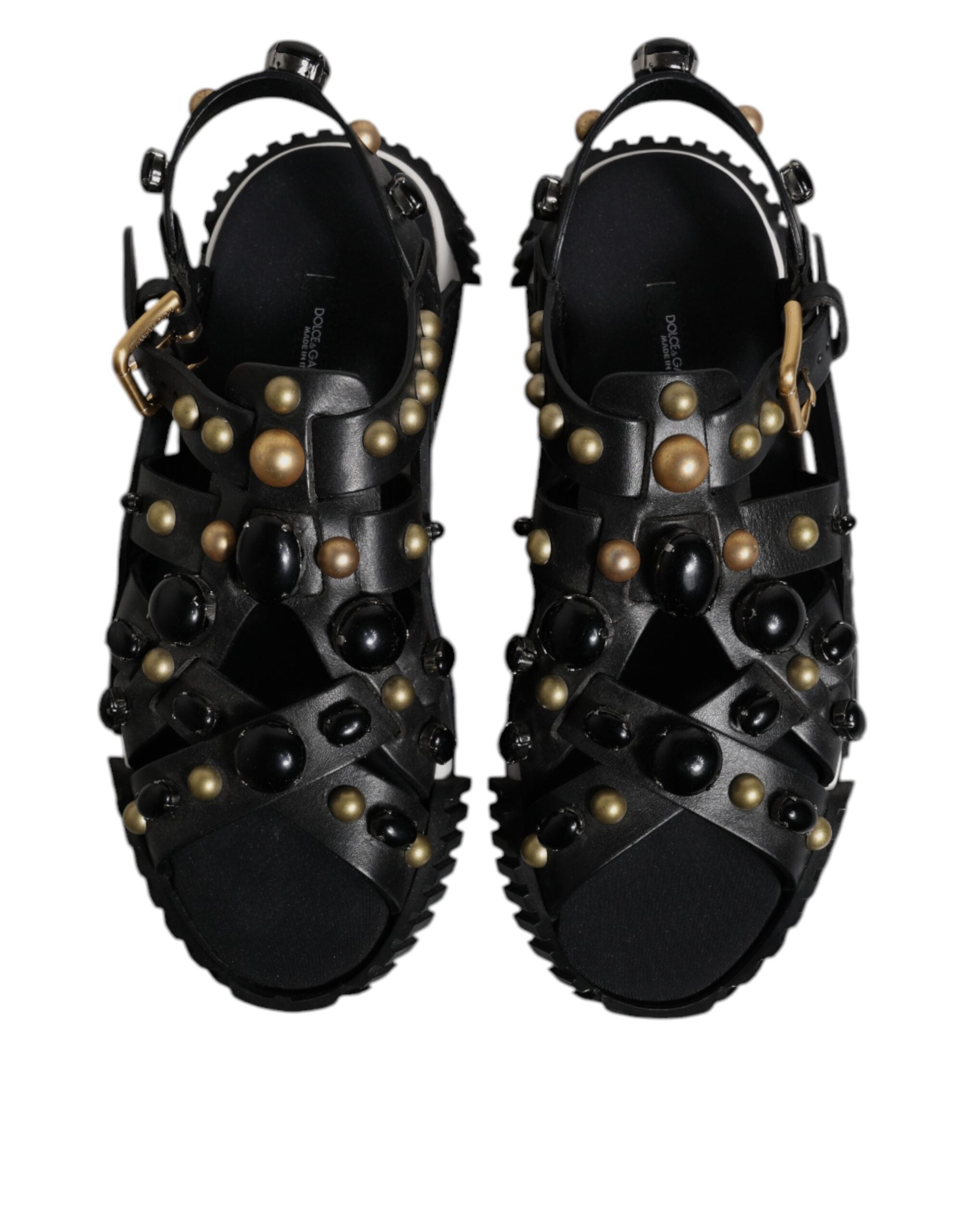 Dolce &amp; Gabbana – Sandalen mit Nieten aus schwarzem Leder