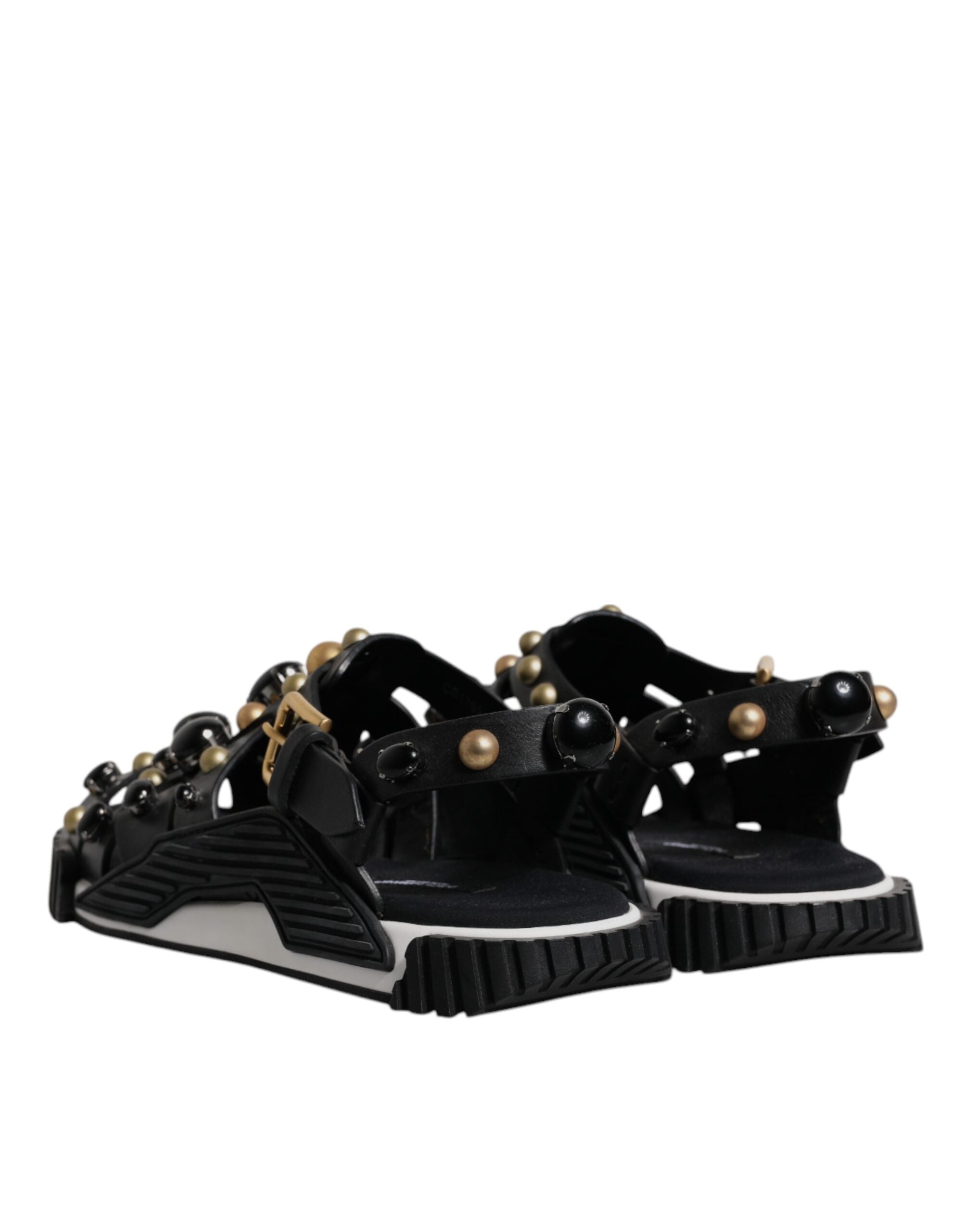 Dolce &amp; Gabbana – Sandalen mit Nieten aus schwarzem Leder