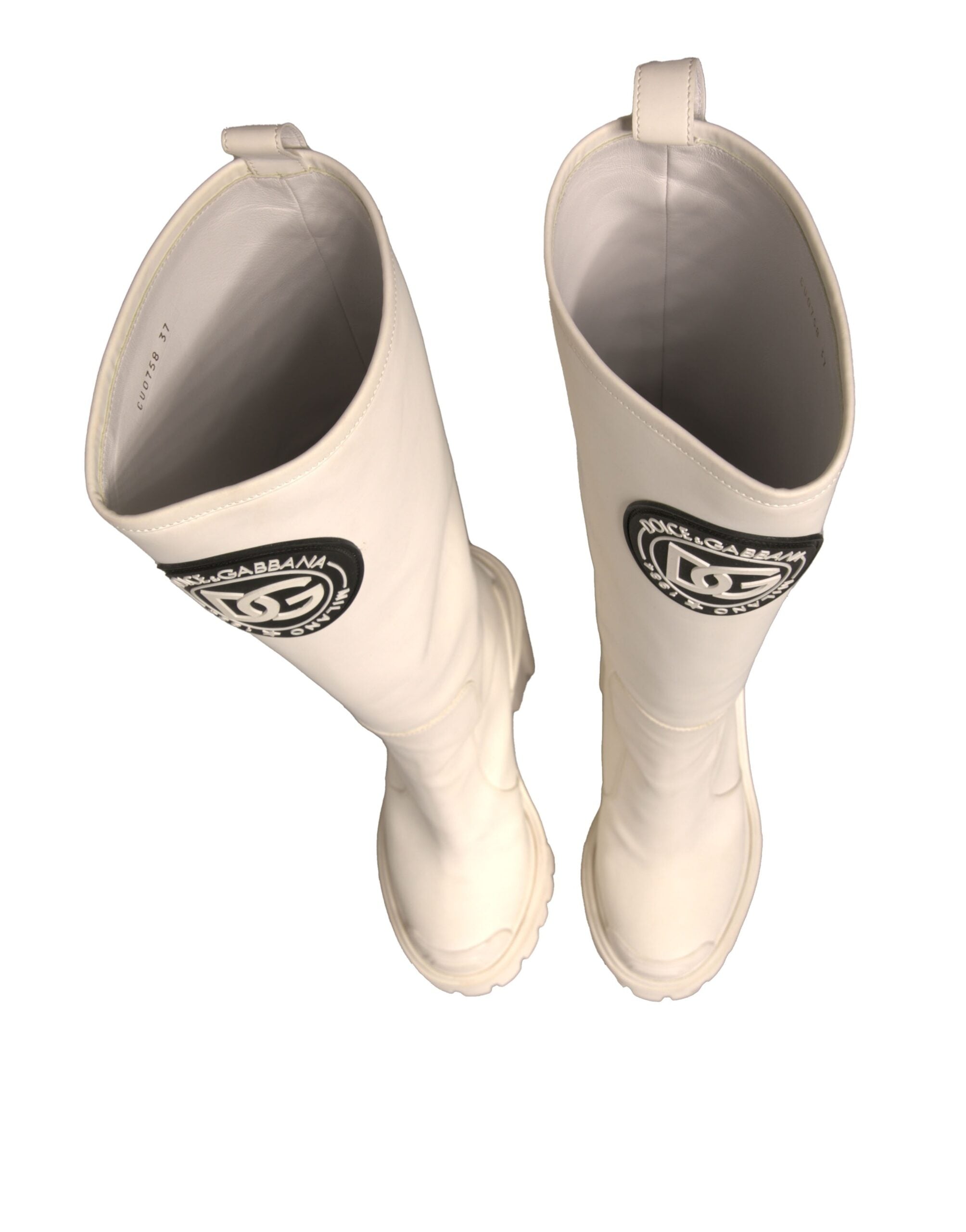 Dolce &amp; Gabbana – Weiße DG-Logo-Hi-Trekking-Plateau-Bikerstiefel