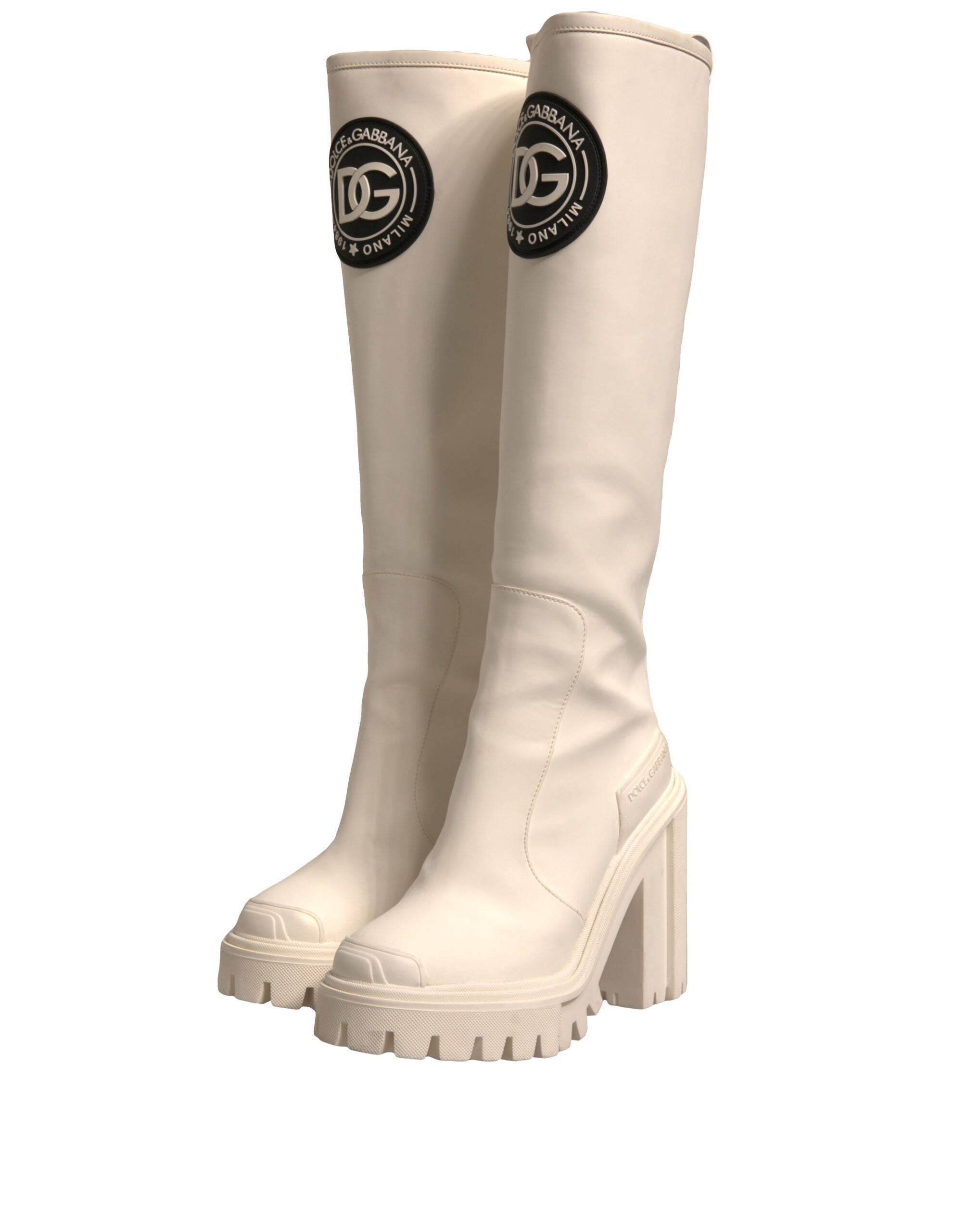 Dolce &amp; Gabbana – Weiße DG-Logo-Hi-Trekking-Plateau-Bikerstiefel